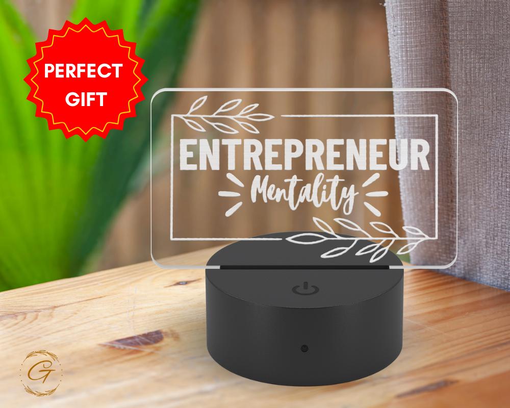 Entrepreneur Mentality Name Plate Acrylic LED Light, Motivational  Sign, Custom LED Room Decor, Unique Gift for Entrepreneurs, Success Decor