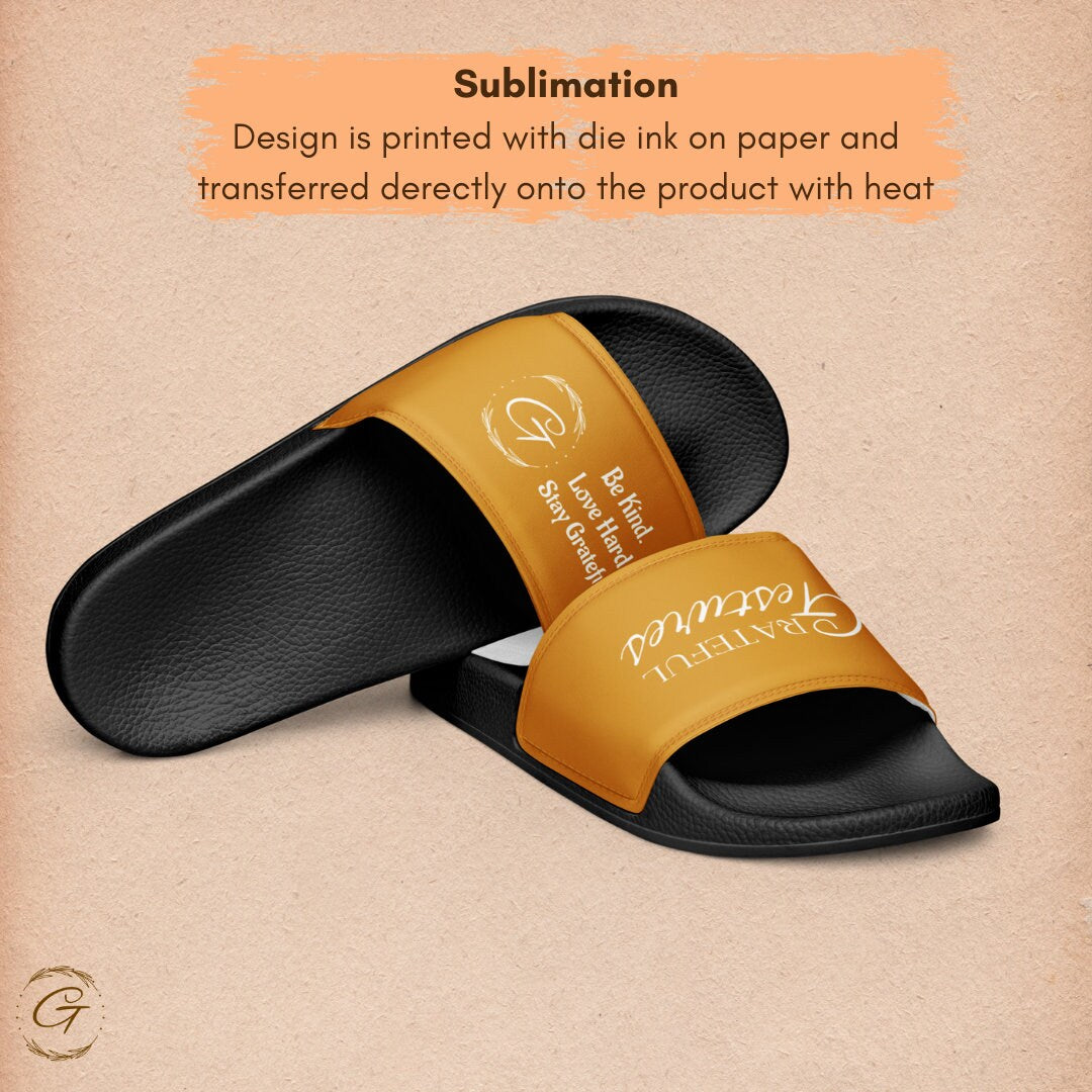 Grateful Gestures Slides, Be Kind Love Hard Stay Grateful Sandals