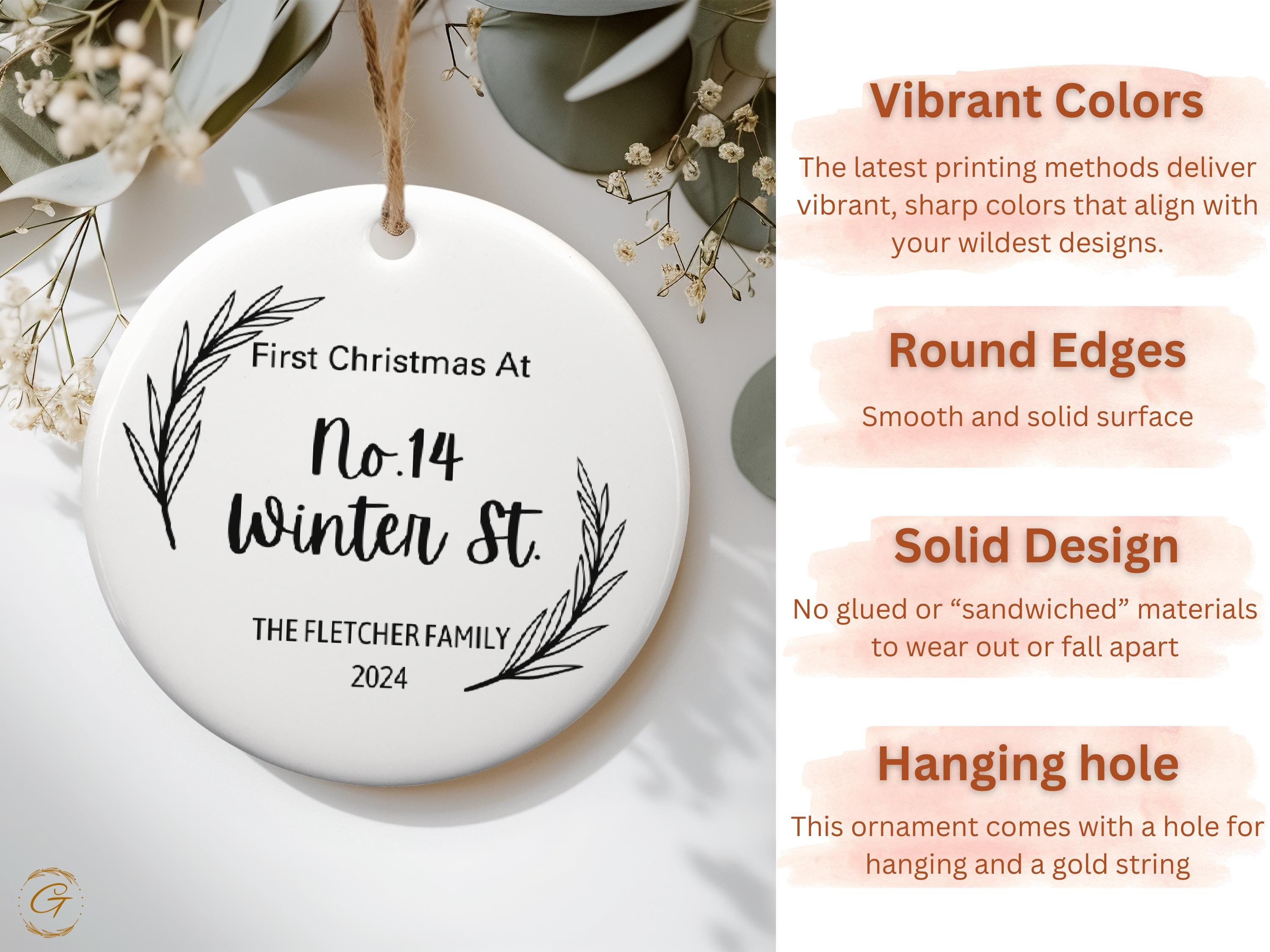 Personalized First Christmas Ornaments, Custom Address Family Name Holiday Keepsake Gifts, Personalized Winter Street Decoration Ideal Gifts