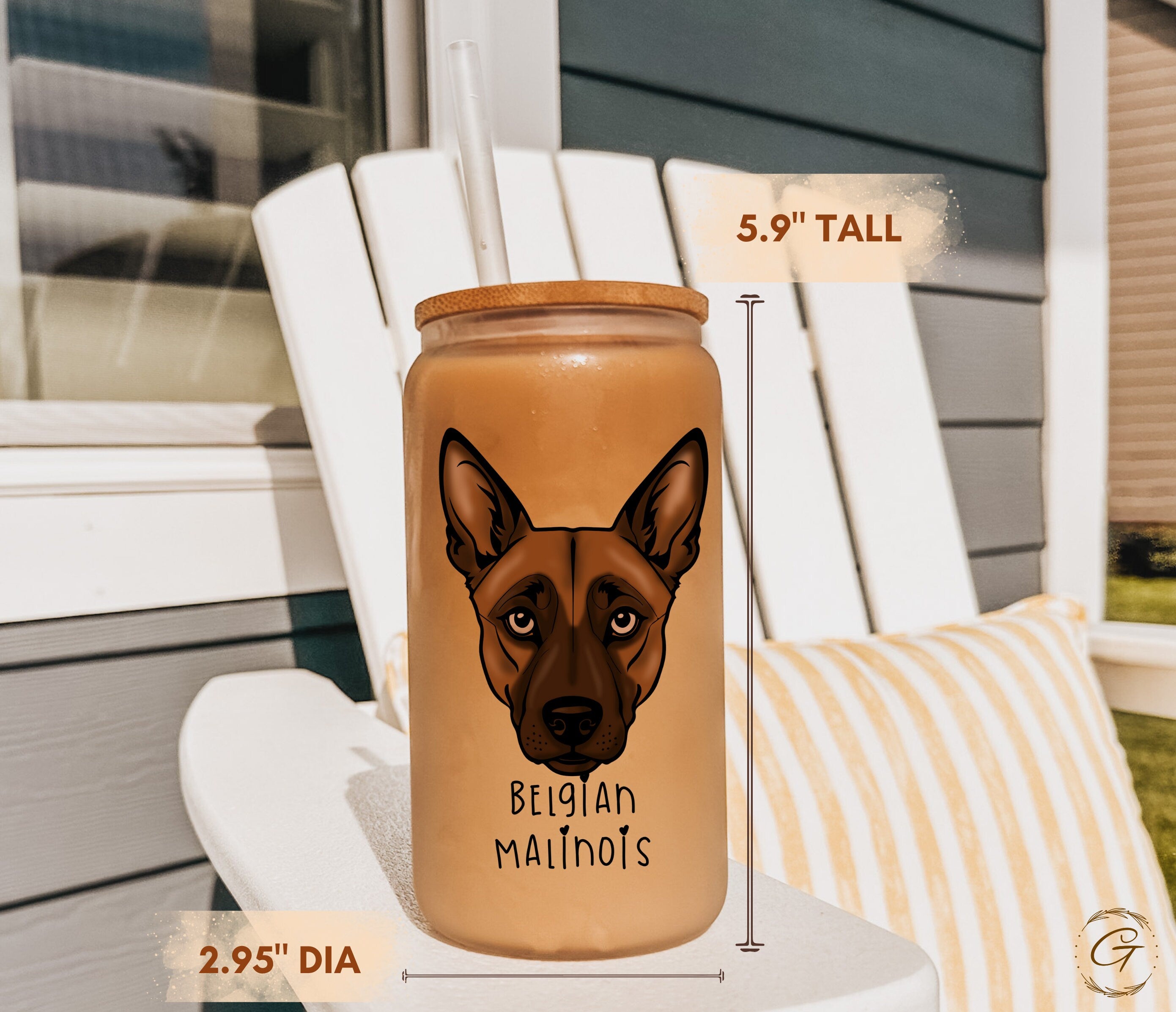 Belgian Malinois Dog Art Frosted Glass