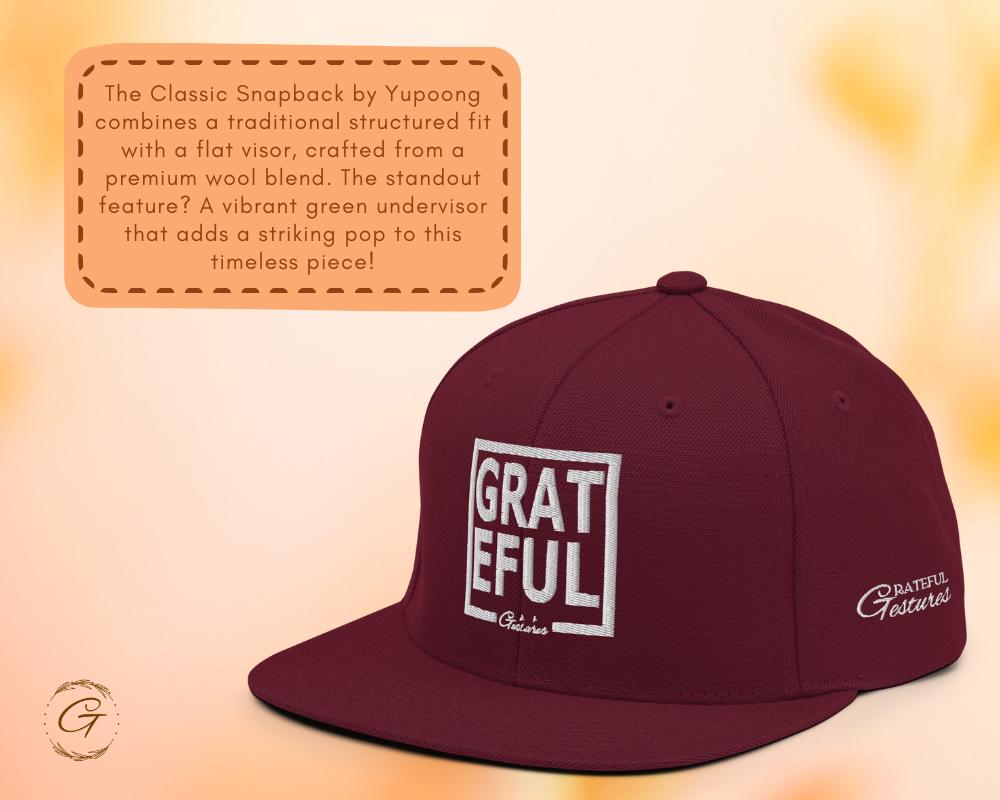 Grateful Design Snapback Hat Stylish Embroidered Cap