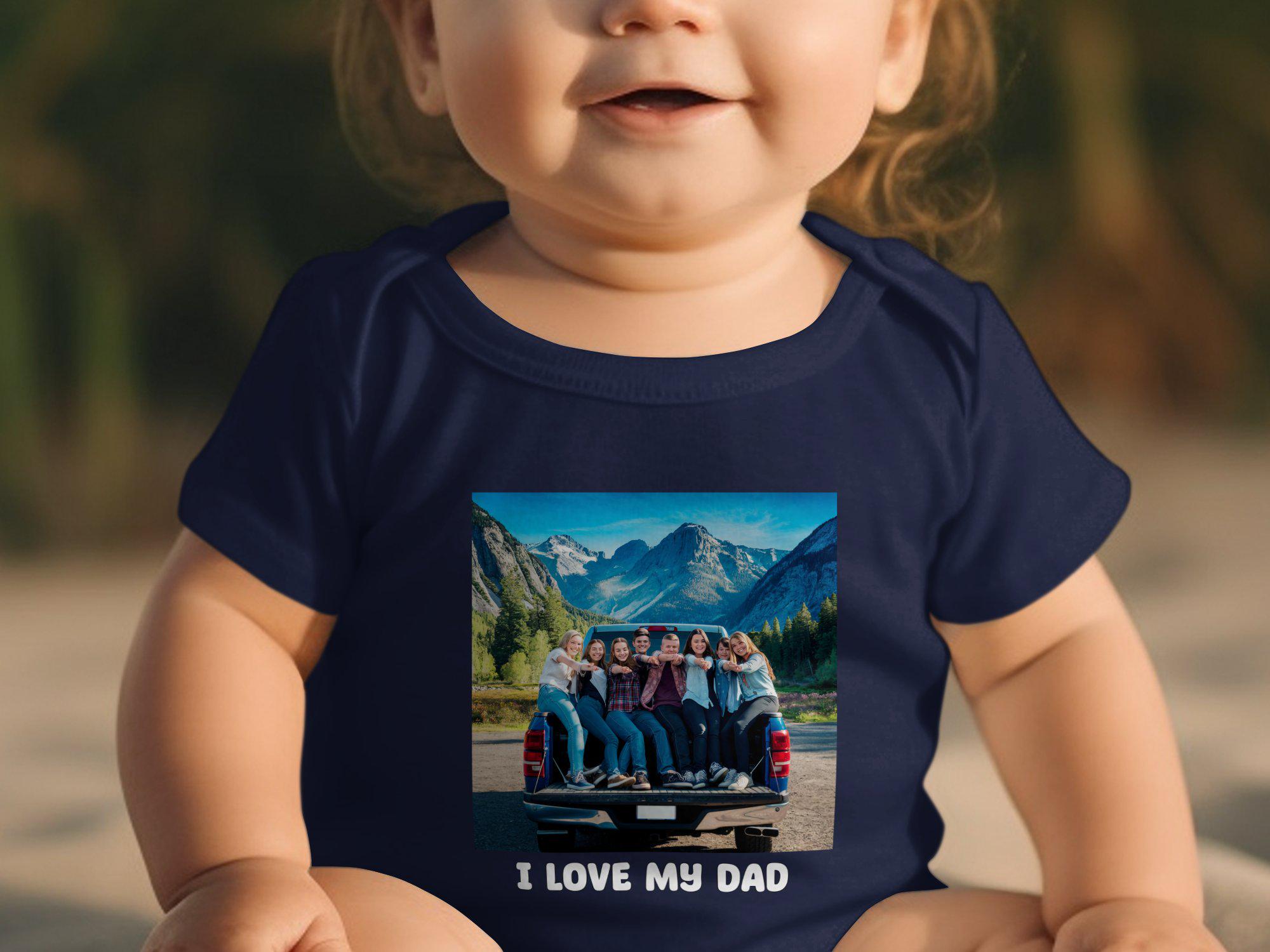 I Love My Dad with Custom Picture T-Shirt, Family Photo T-Shirt Dad Appreciation Gift Tee