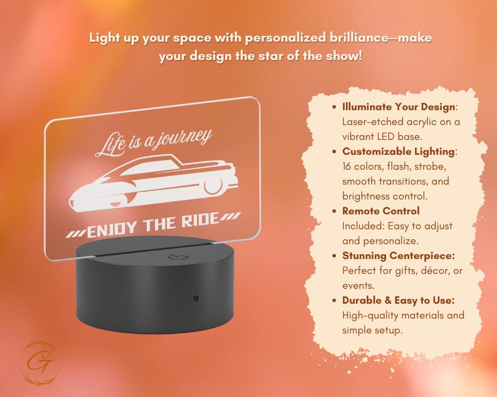 Life Is A Journey Name Plate Acrylic LED Light