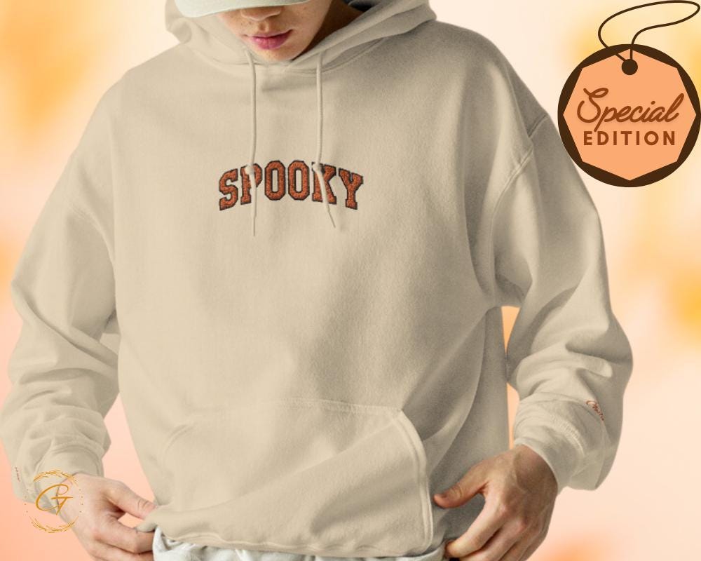 Spooky Hoodie for Halloween Hooded Sweatshirt Cool Halloween Pullover with Hood Ghost Season Halloween Hooded Sweater Cozy Spooky Hooded Top