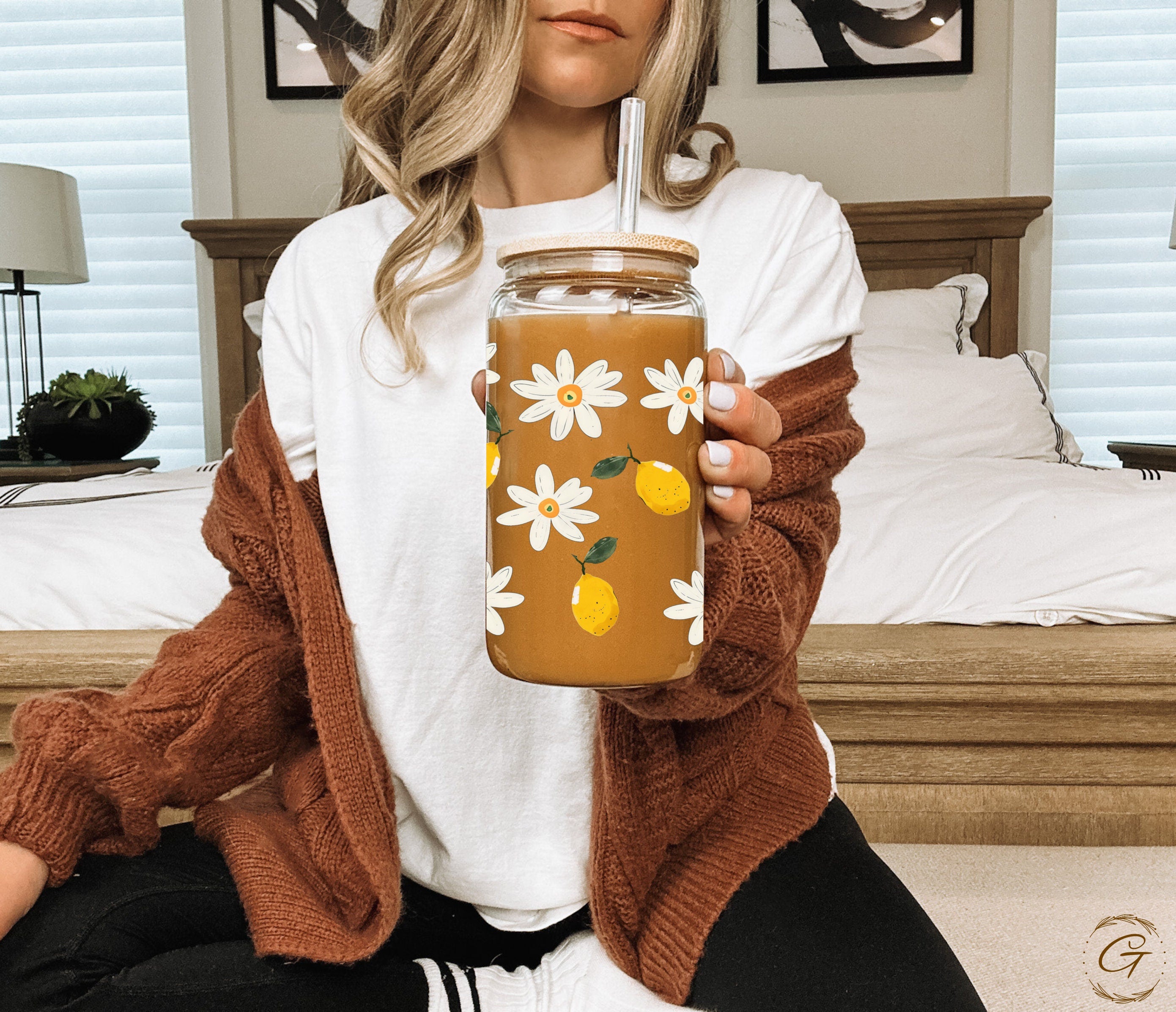 Cute Daisy and Lemon Pattern Tumbler