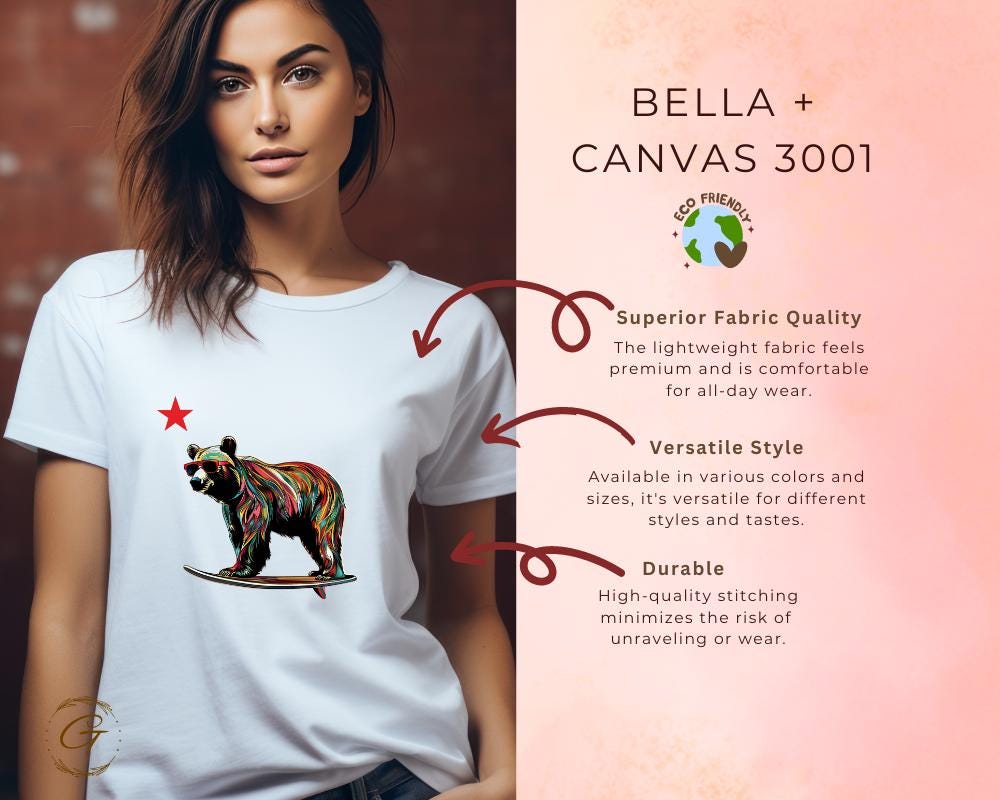 Colorful Bear Tee Surfing Design T-Shirt