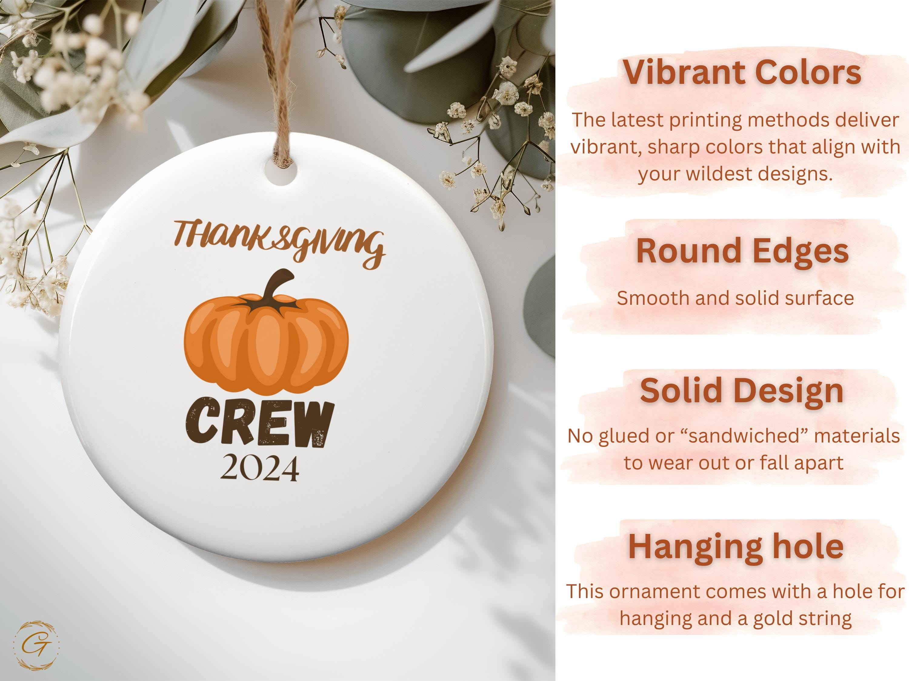 Thanksgiving Crew 2024 Ornaments, Fall Pumpkin Thanksgiving Decorations, Autumn Holiday Decors, Family Gathering Keepsake, Holiday Keepsakes