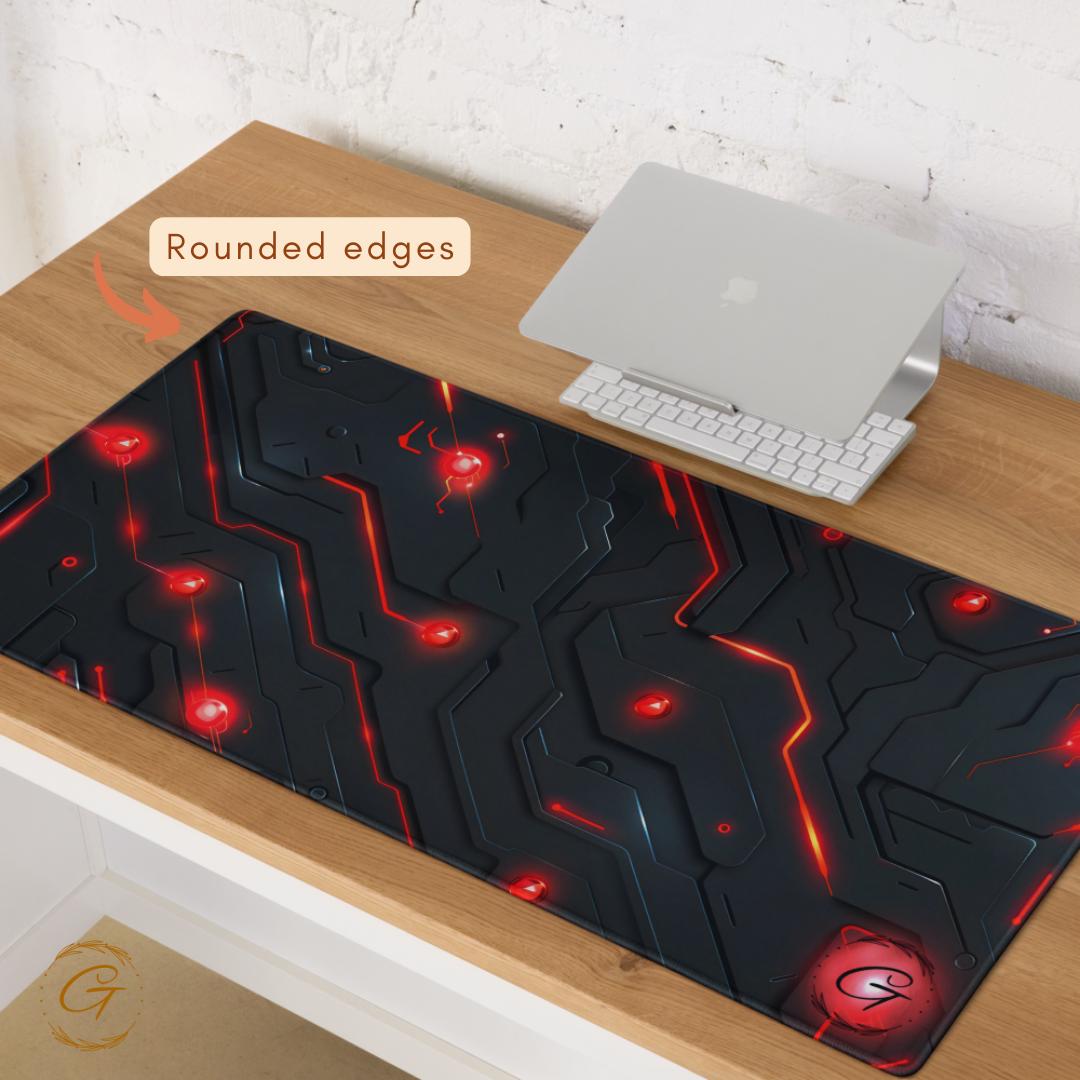 Circuit Red Color Design Gaming Mouse Pad for Gamers Non-Slip Base Large Mouse Pad for Desk Setup High-Performance Desk Mat Cool Tech Design