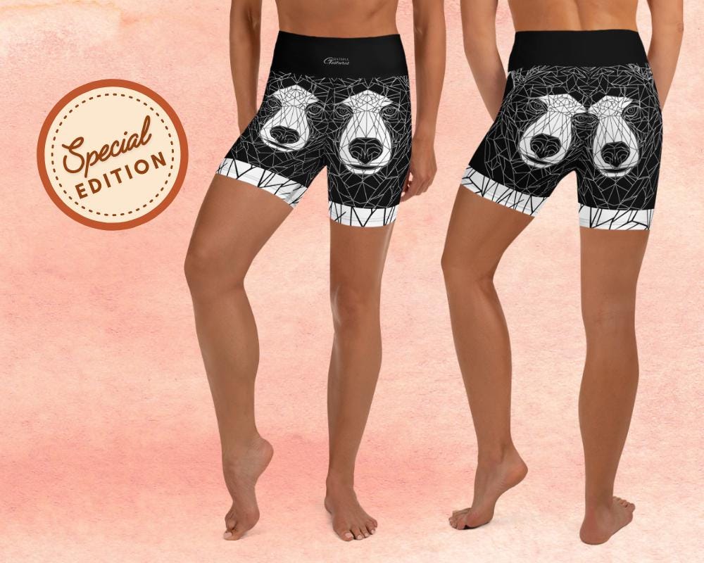 Geometric Bear High-Waisted Yoga Shorts