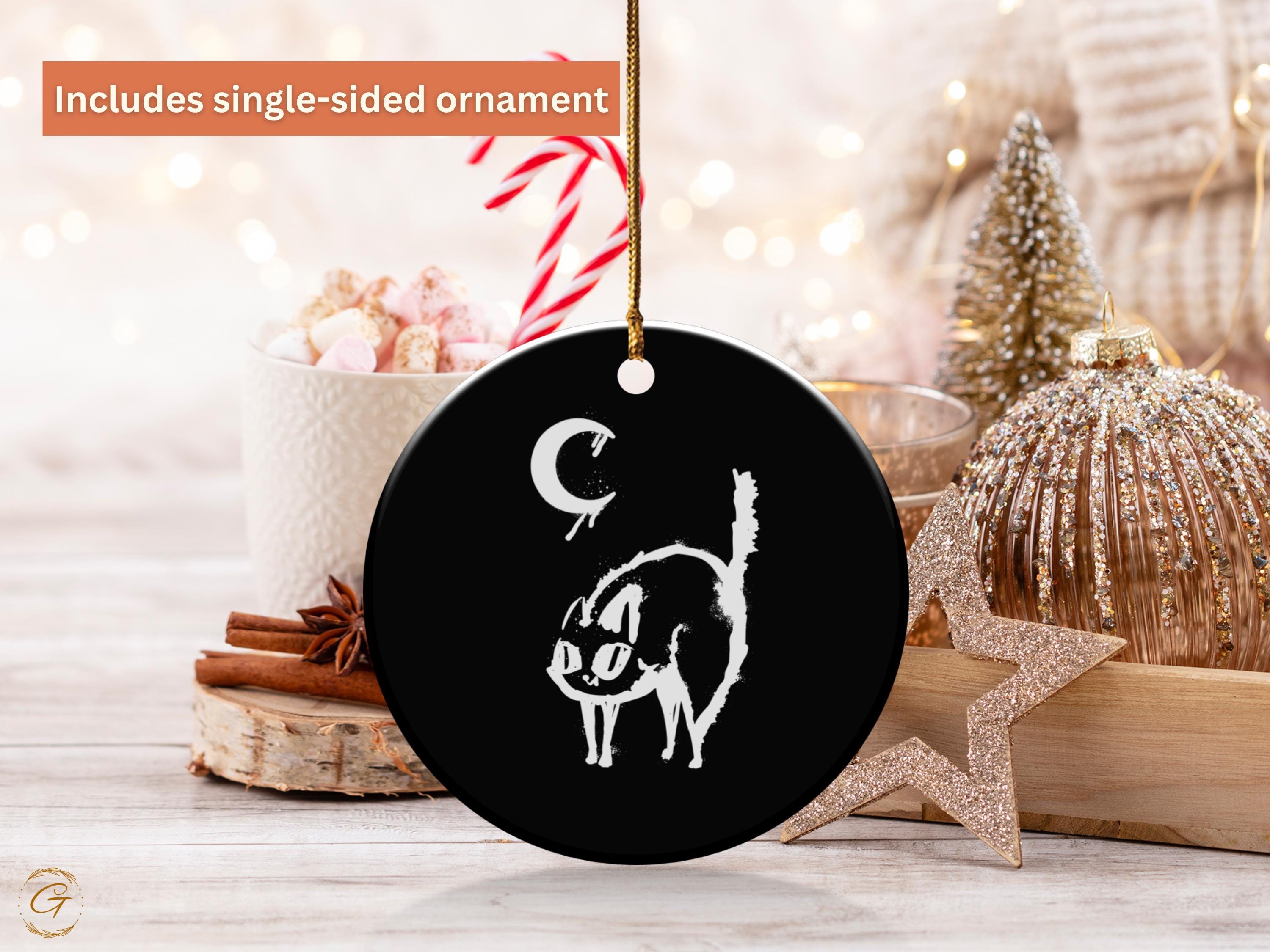Black Cat Moon Spooky Ornament, Halloween Cat Home Decor, Witchy Cat Art, Gothic Moon Decoration, Spooky Home Accessories, Ideal Spooky Gift