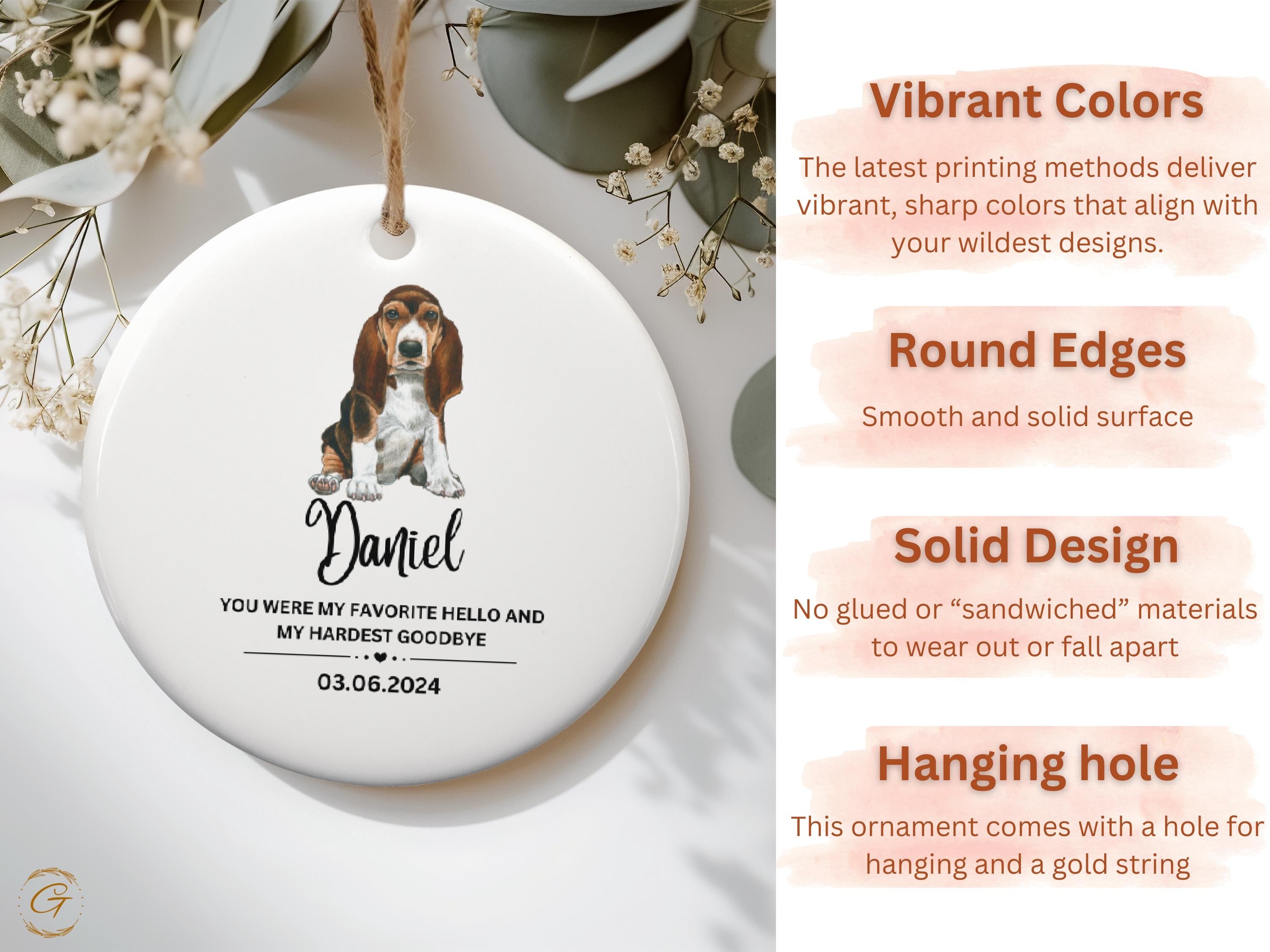 Personalized Pet Memorial Ornament, Custom Dog Memory Keepsake, Loss of Pet Gift, Dog Remembrance Ornaments, Tribute Decor, In Loving Memory