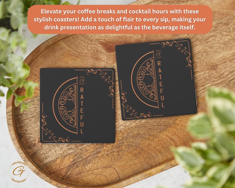 Soapstone Coaster with Gvert Ornate Design with Cork Backing