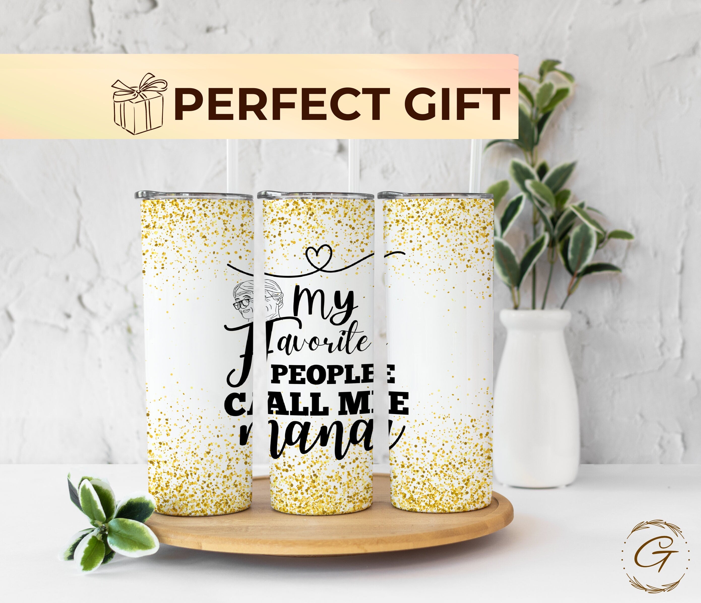 Nana Gliterry Gold Nana 20oz Tumbler