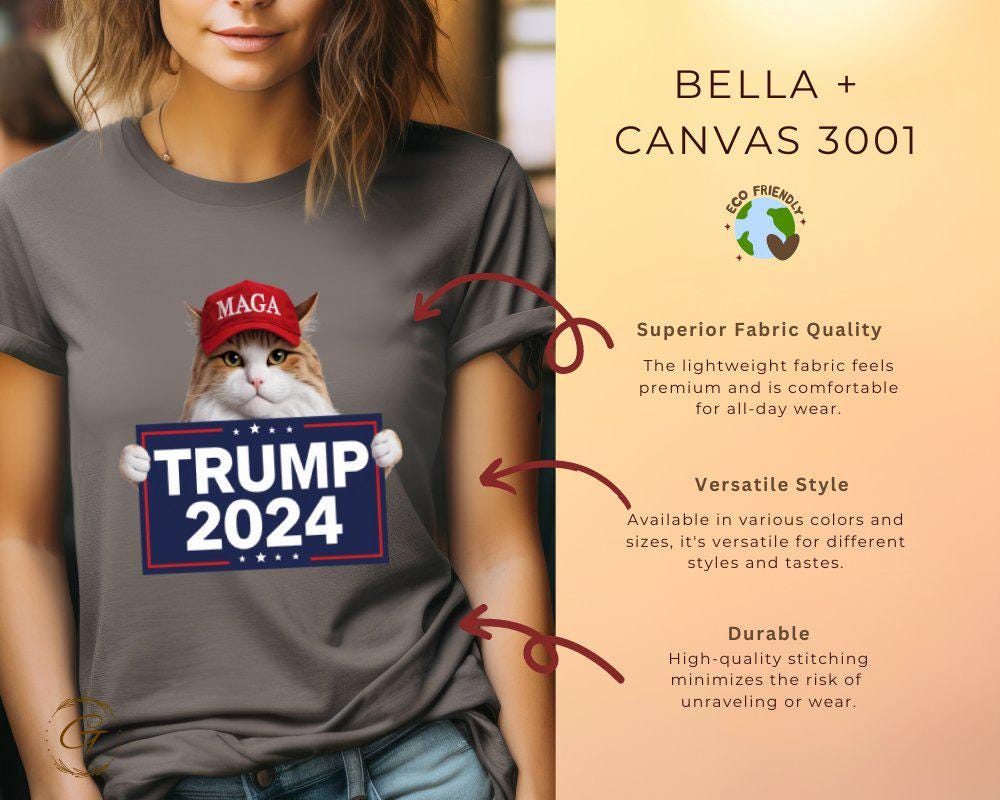 Trump 2024 Cat T-Shirt, Cute Cat in Red Hat Graphic Tee