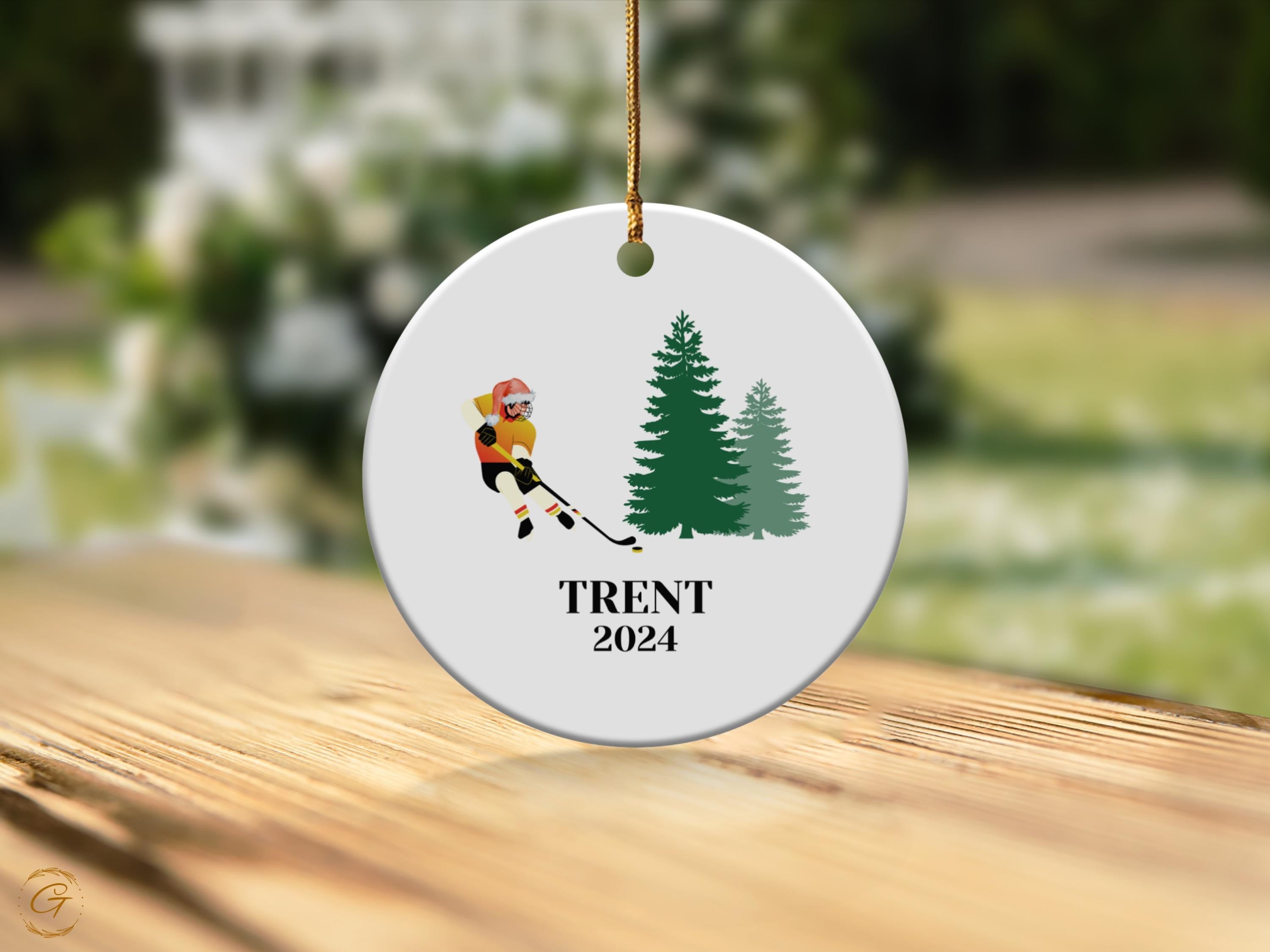 Personalized Ice Hockey Ornament, Custom Christmas Tree Decoration