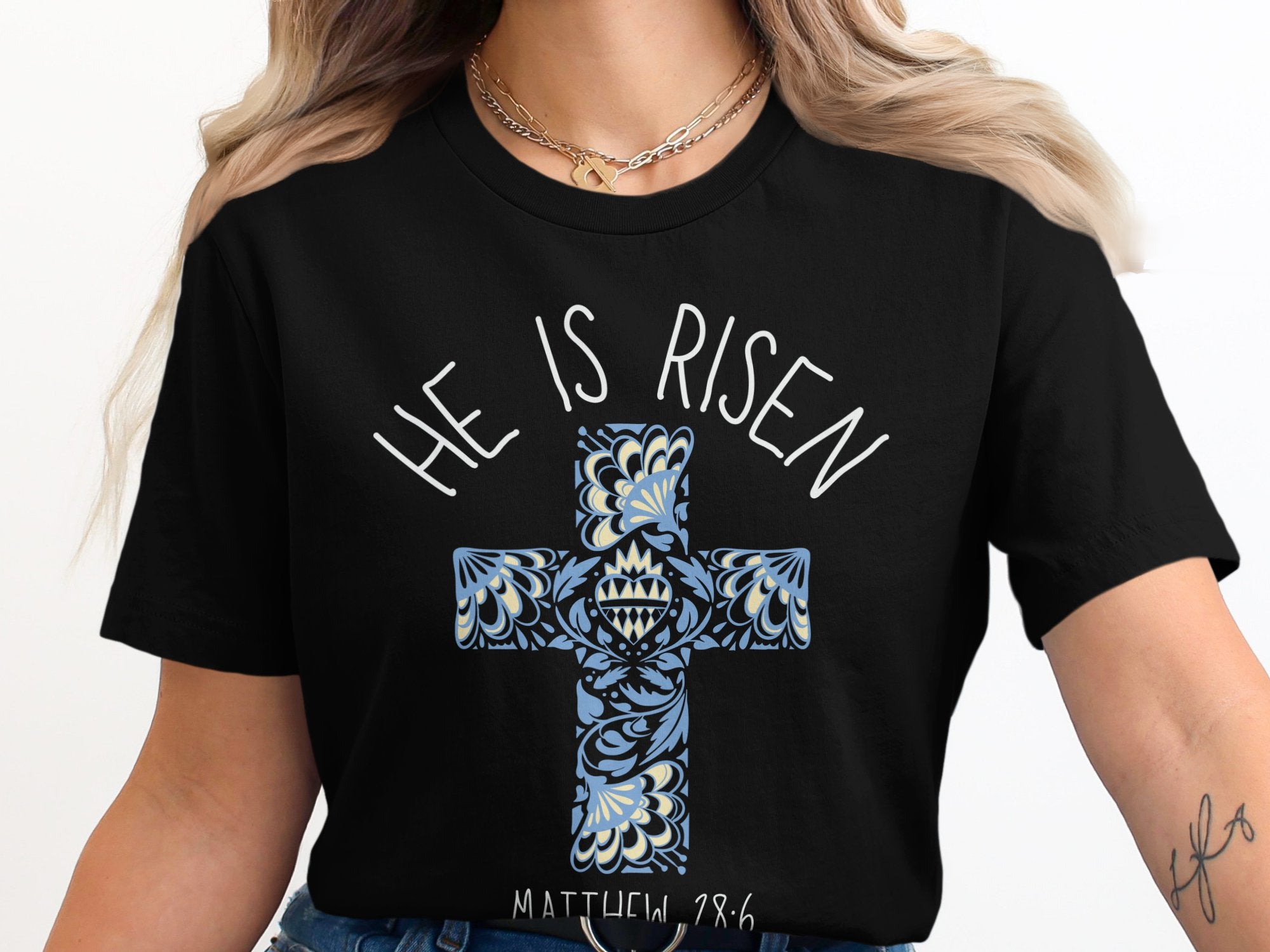 He Is Risen Cross Design Christian T-Shirt product