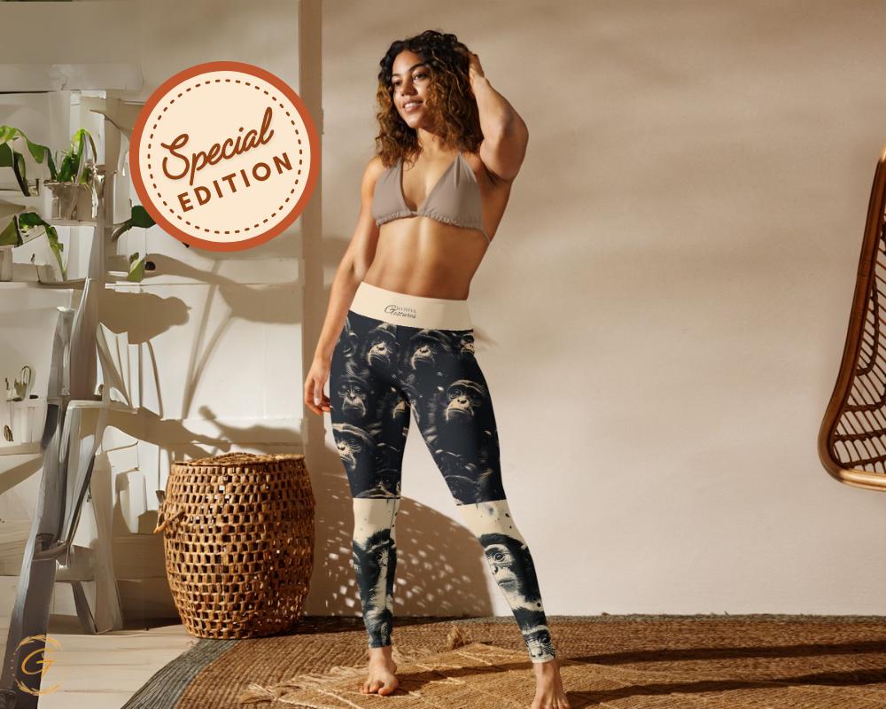 Chimpanzee AOP Yoga Leggings and Shorts - Funny Animal Activewear - High-Waisted AOP Gym Pants for Women - Unique Ideal Gift for Yoga Lovers
