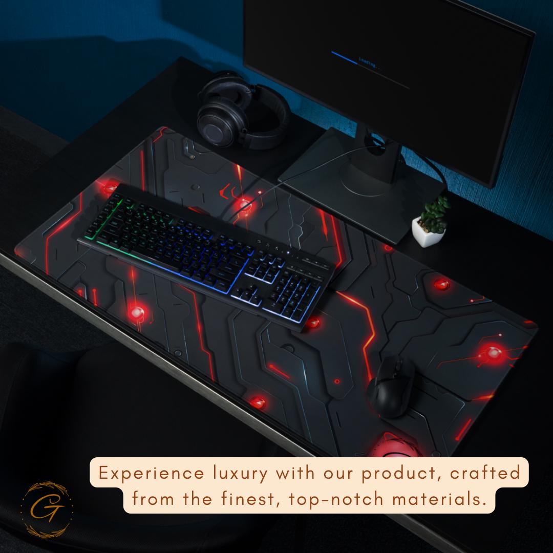 Circuit Red Color Design Gaming Mouse Pad for Gamers Non-Slip Base Large Mouse Pad for Desk Setup High-Performance Desk Mat Cool Tech Design