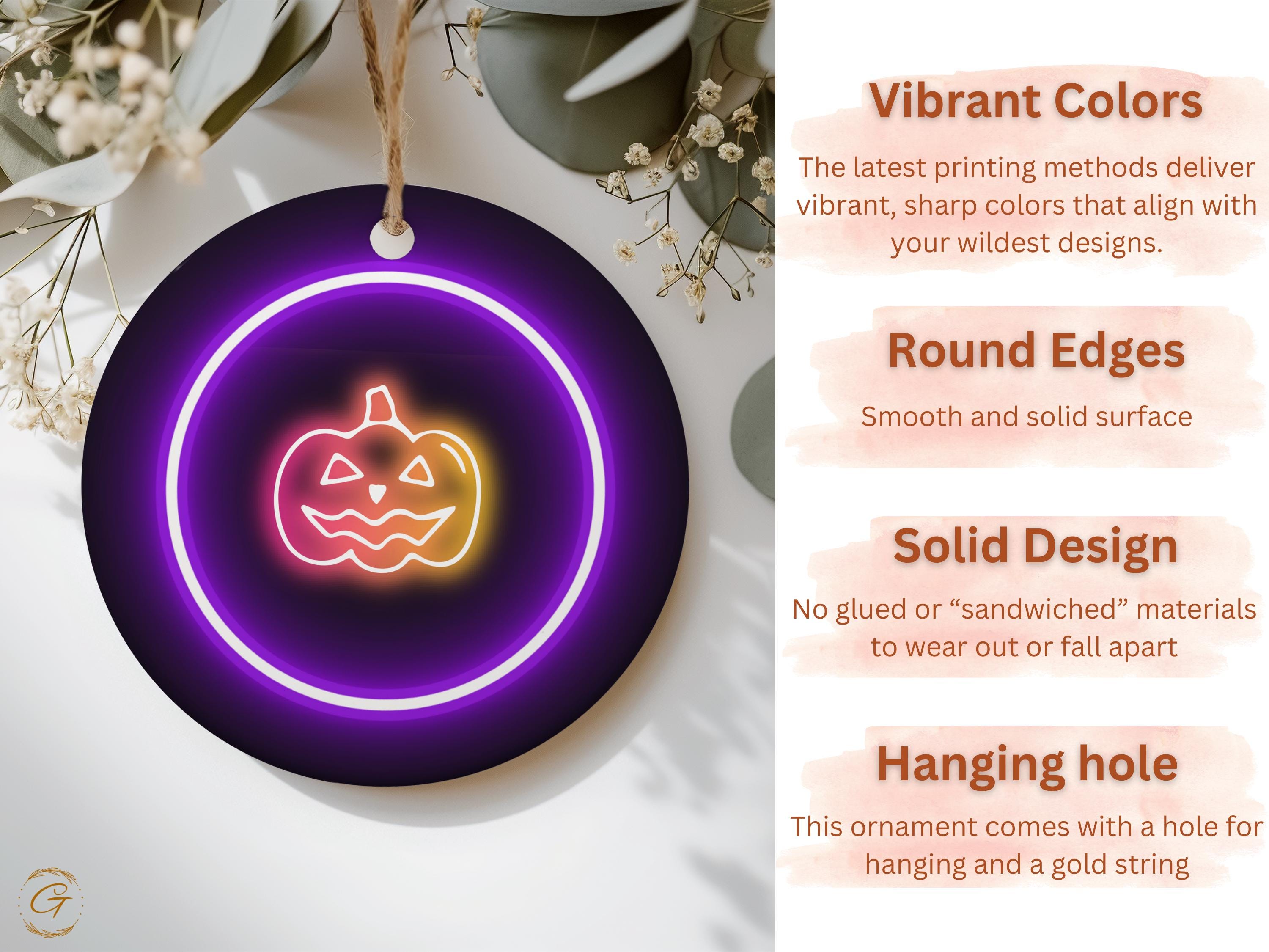 Neon Jack O Lantern Ornament, Halloween Pumpkin Decoration, Spooky Halloween Decor Art Gift, Halloween Party Ornament, Glowing Halloween Art