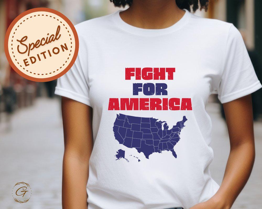 Fight for America T-Shirt, Patriotic USA Map Tee