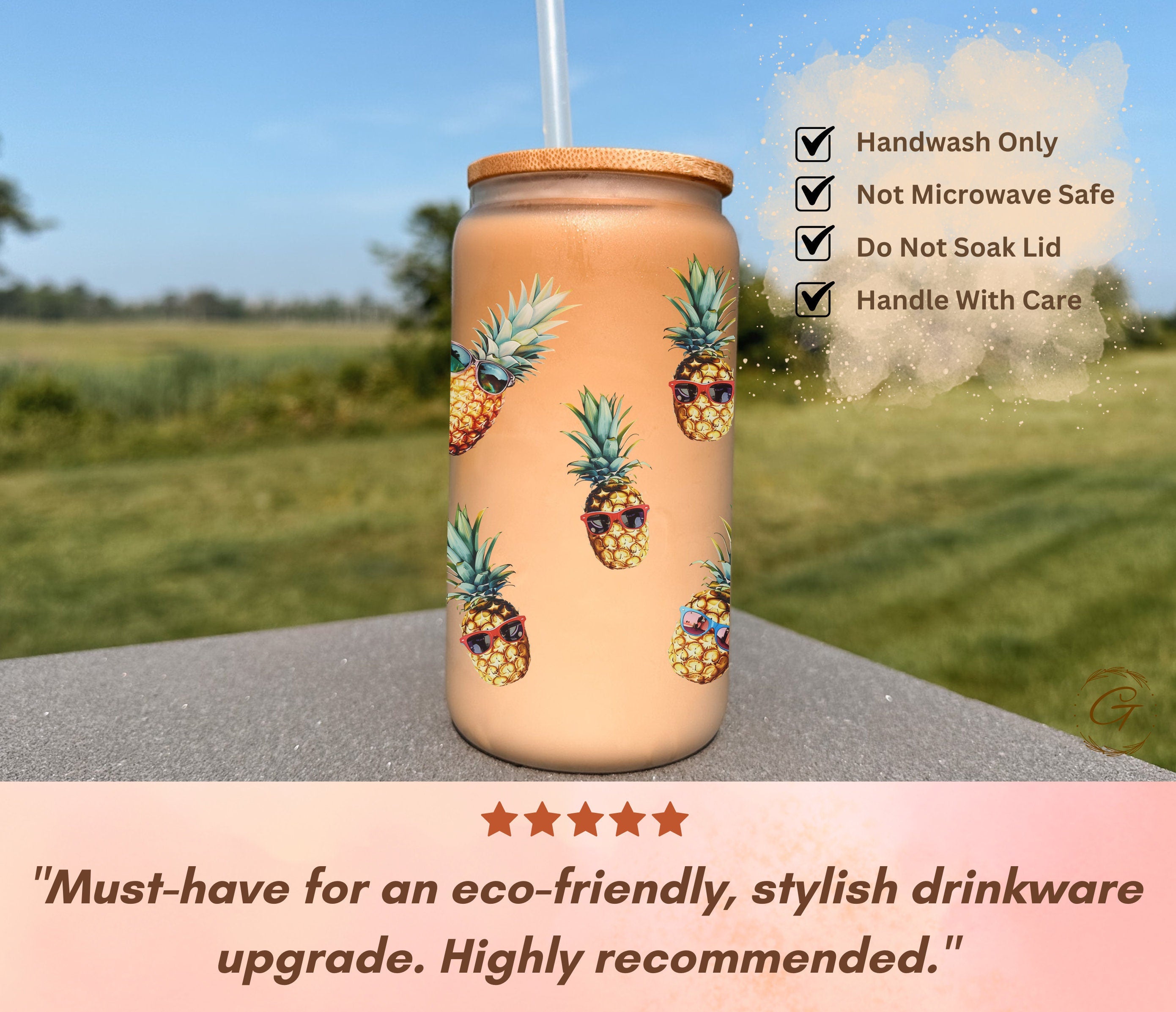 Pineapple Pattern Design Frosted Glass Tumbler