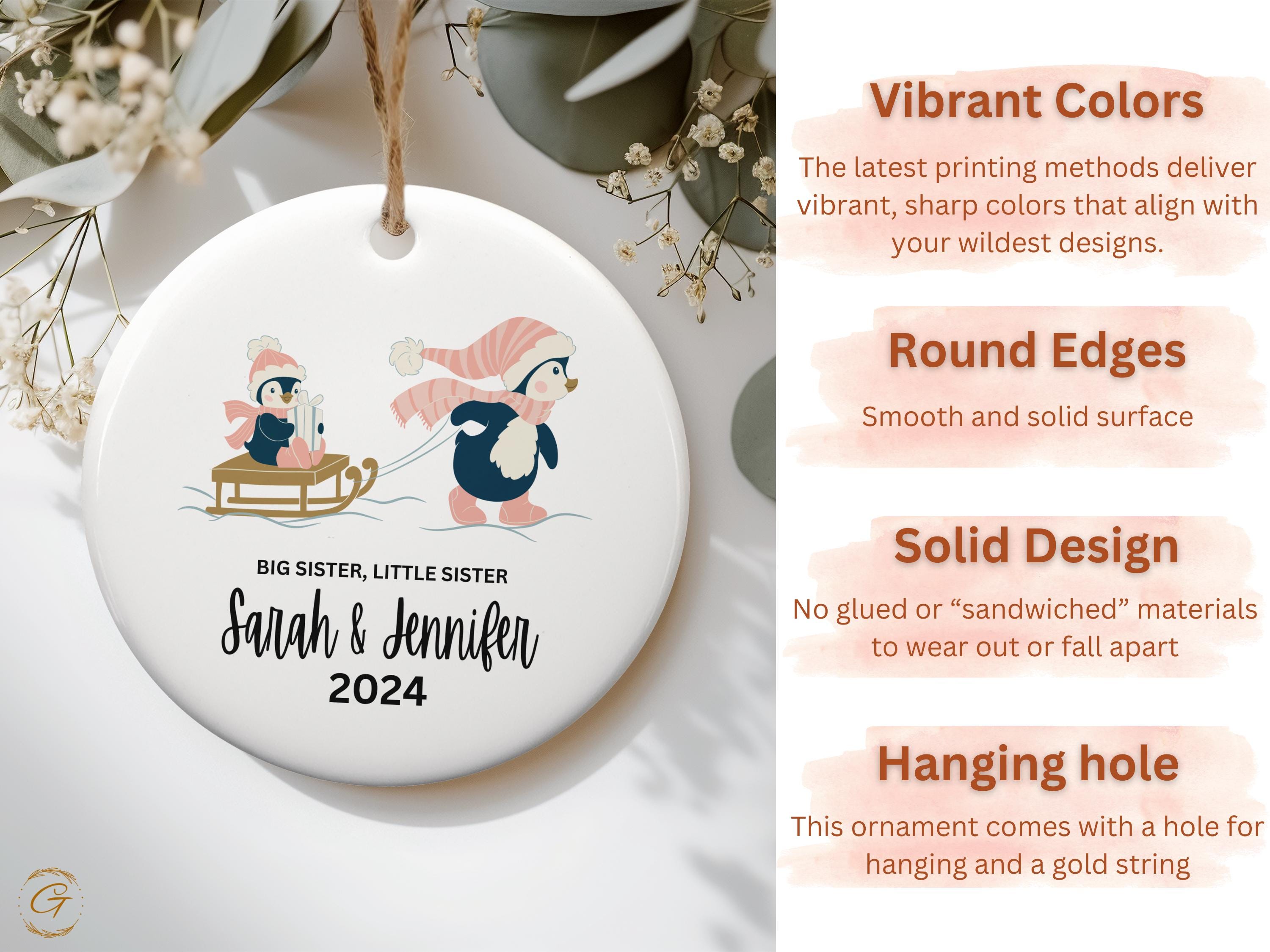 Personalized Penguin Sisters Ornament