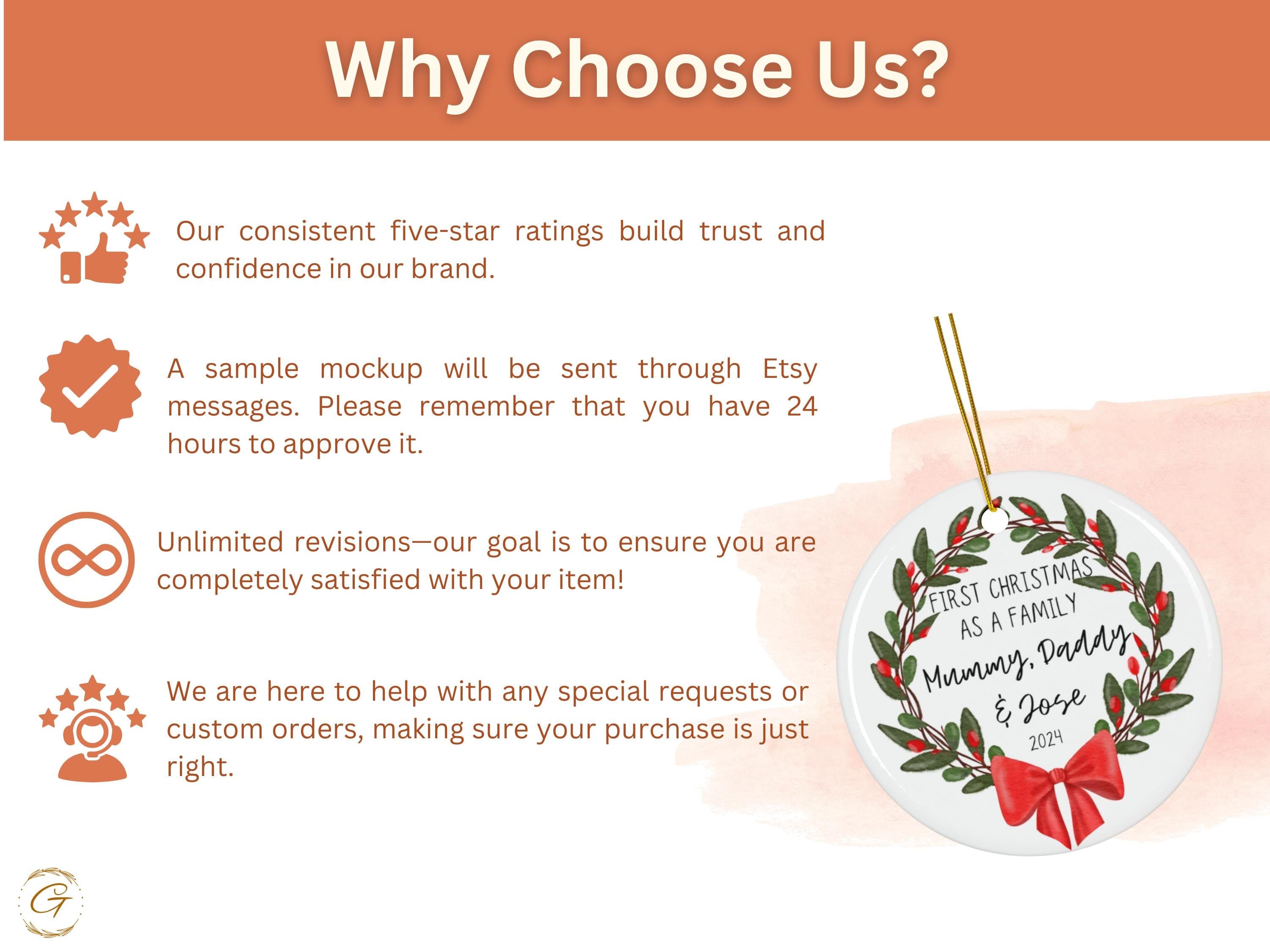 Custom First Christmas Family Ornament Wreath 2024