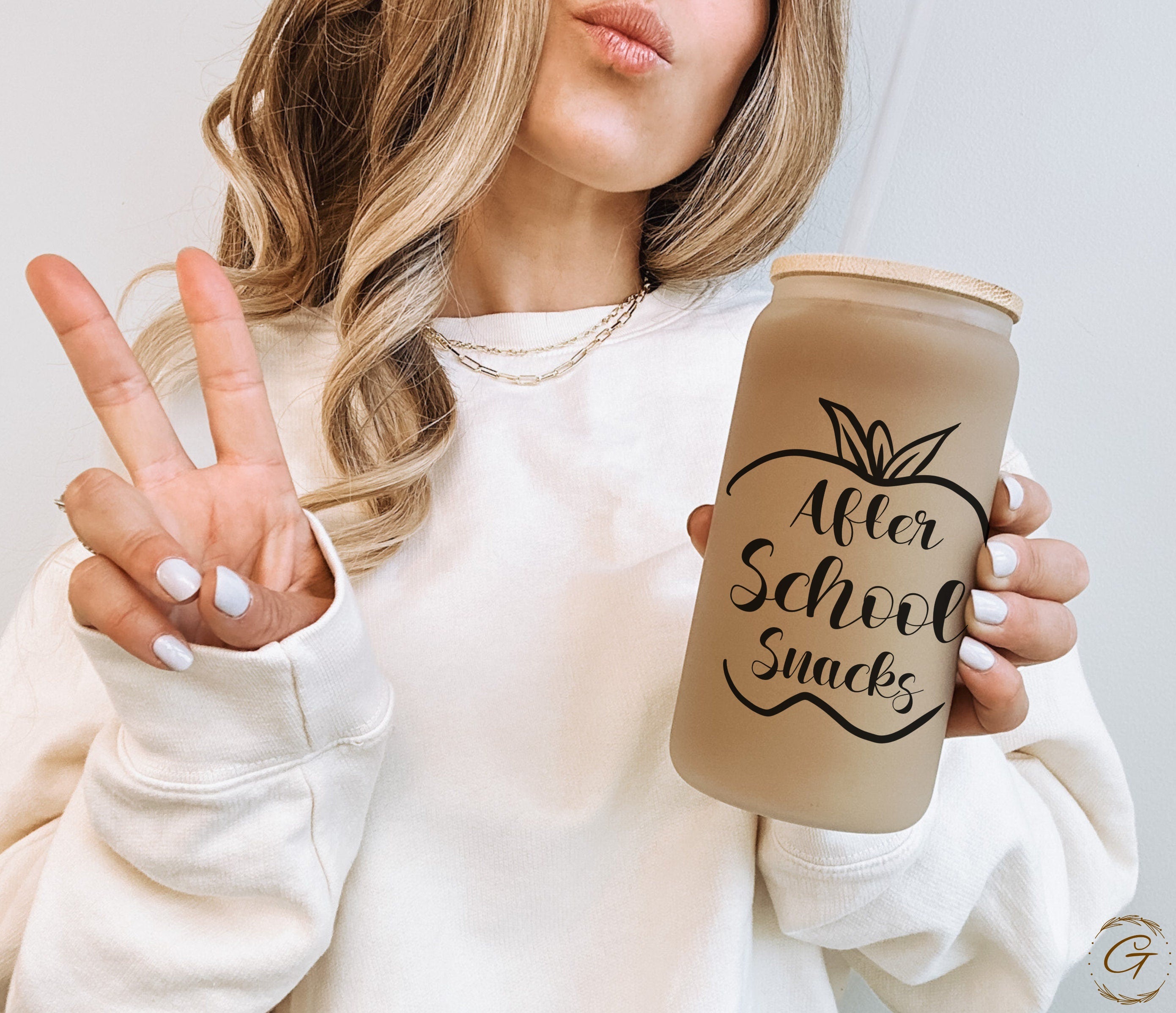 After School Snacks Frosted Glass Cup, Teacher's Libbey Cup