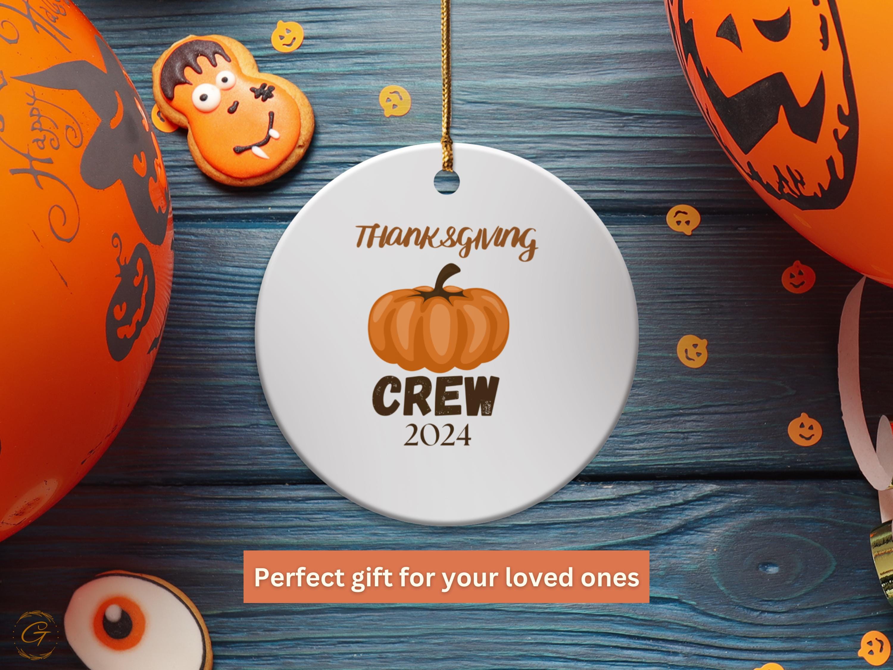 Thanksgiving Crew 2024 Ornaments, Fall Pumpkin Thanksgiving Decorations, Autumn Holiday Decors, Family Gathering Keepsake, Holiday Keepsakes