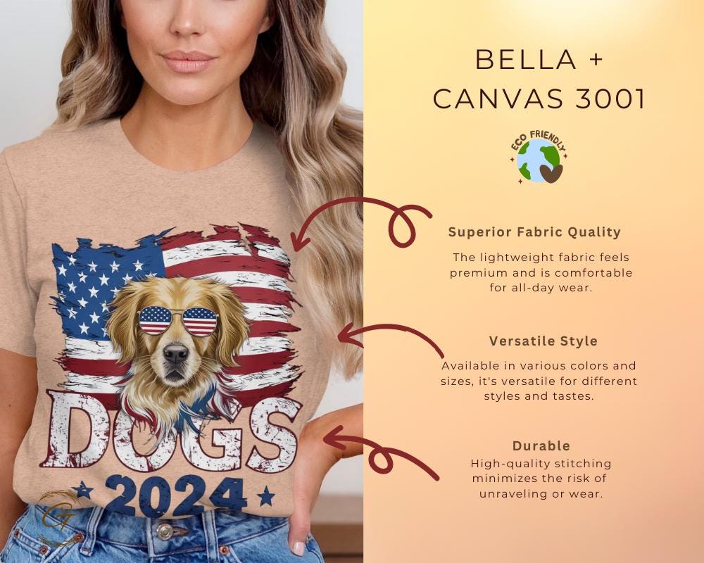Patriotic Dogs 2024 Design T-Shirt USA 2024 Dog Lovers T-shirt