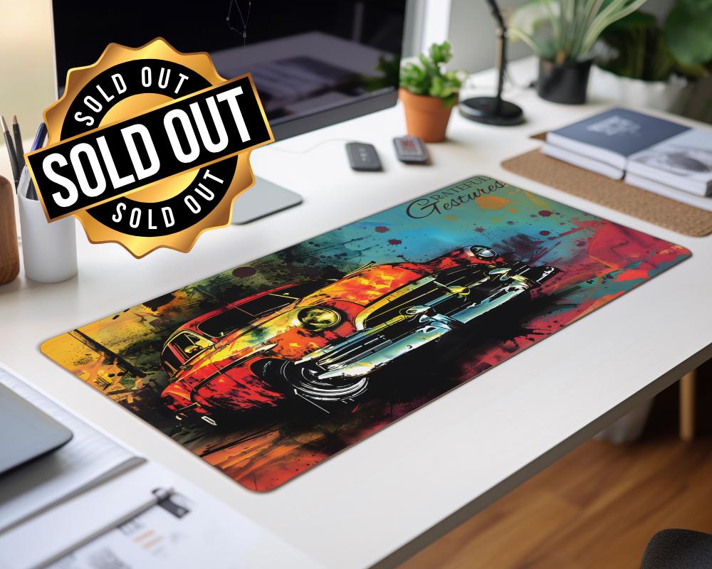 Colorful Retro Car Gaming Mouse Pad Non-Slip Large Desk Mat for Gamers Vibrant Art Design Large Keyboard Pad Optimized for Speed and Control