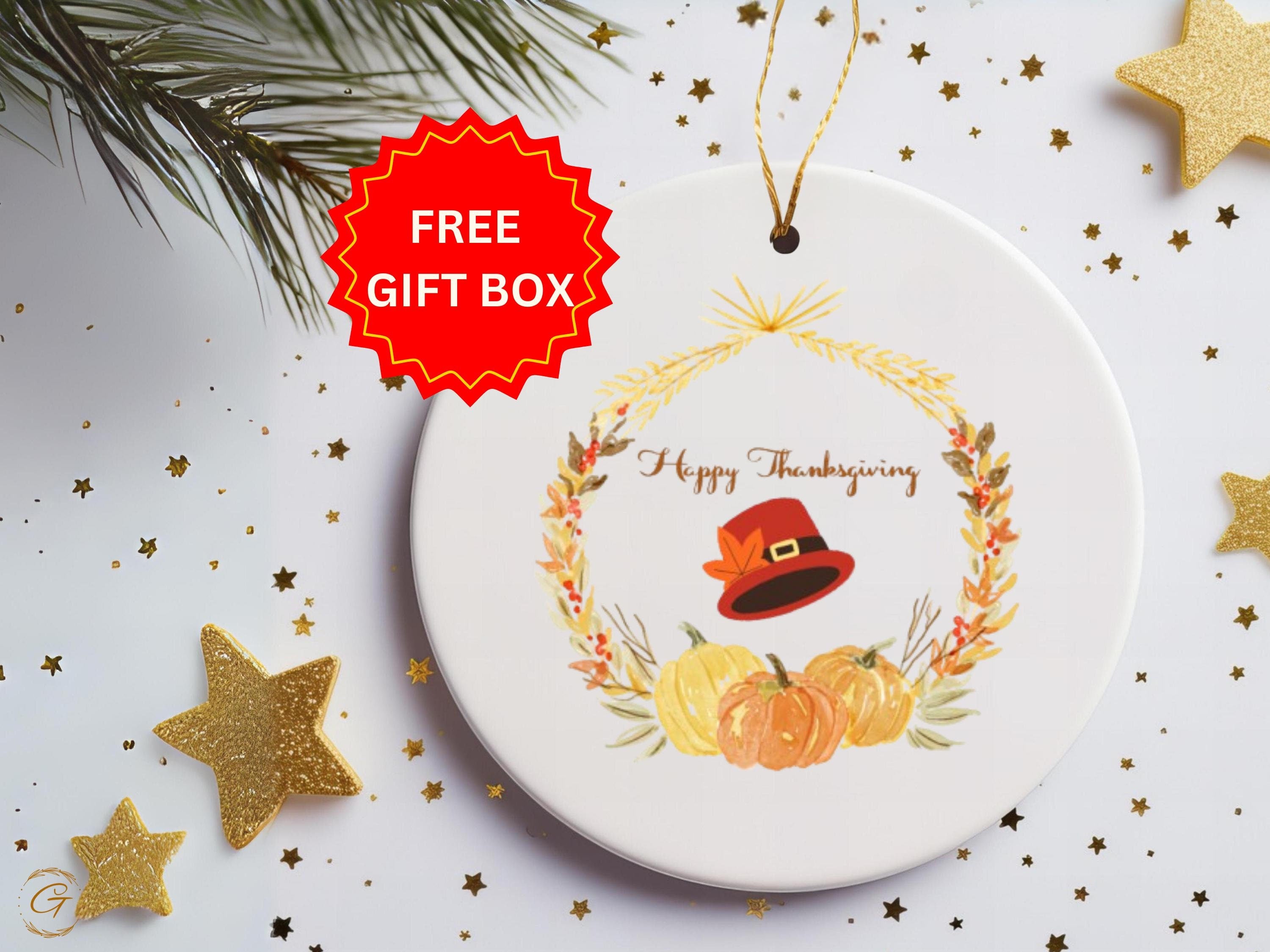 Family Thanksgiving Ornament, Fall Harvest Holiday Keepsakes, Pumpkin Wreath Decors, Autumn Thanksgiving Ornaments, Thanksgiving Home Accent