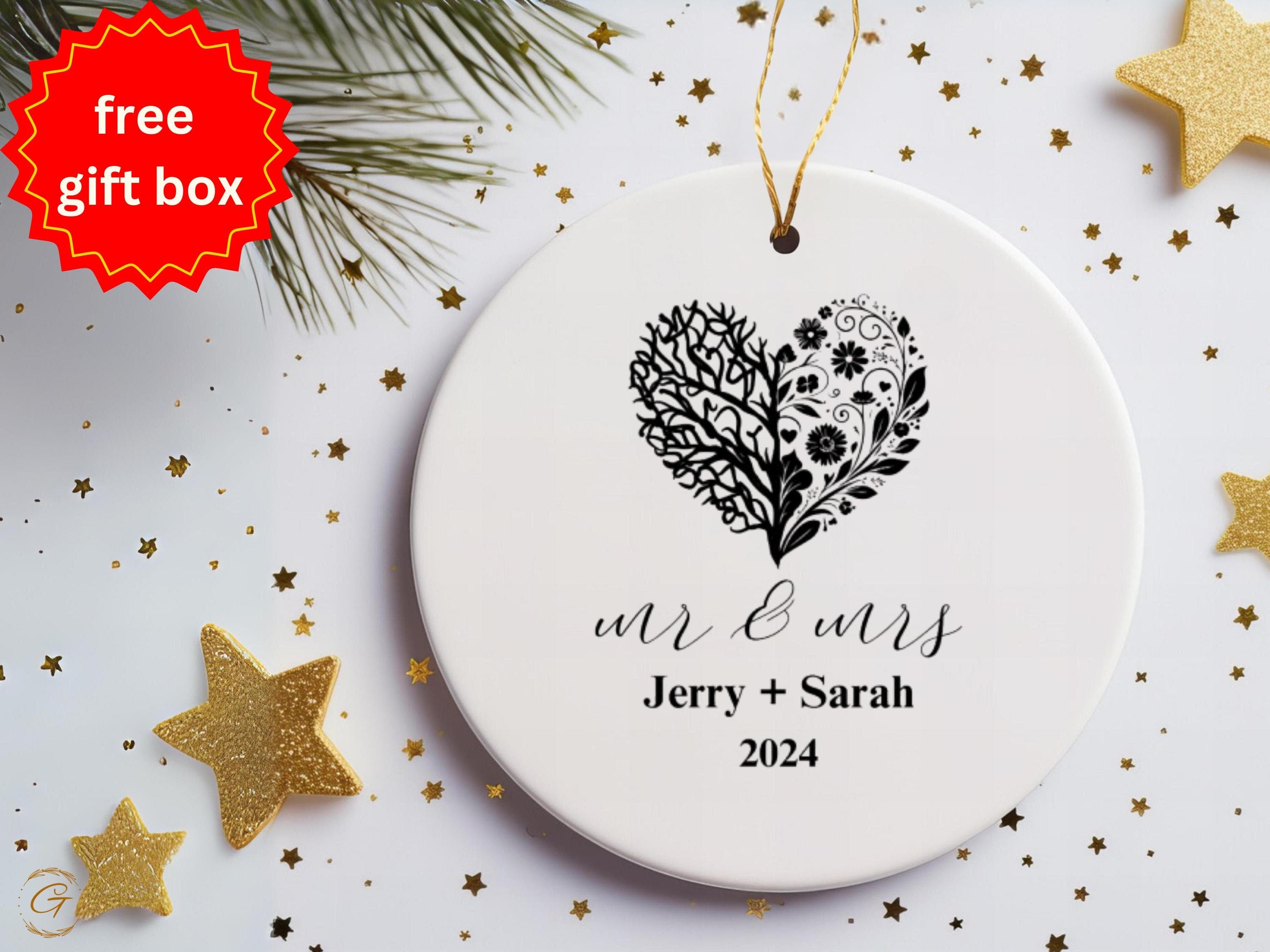 Personalize Wedding Ornament, Mr and Mrs Ornament, Custom Couple Ornament, Wedding Gift, Newlywed Christmas Ornament, 2024 Newlywed Keepsake