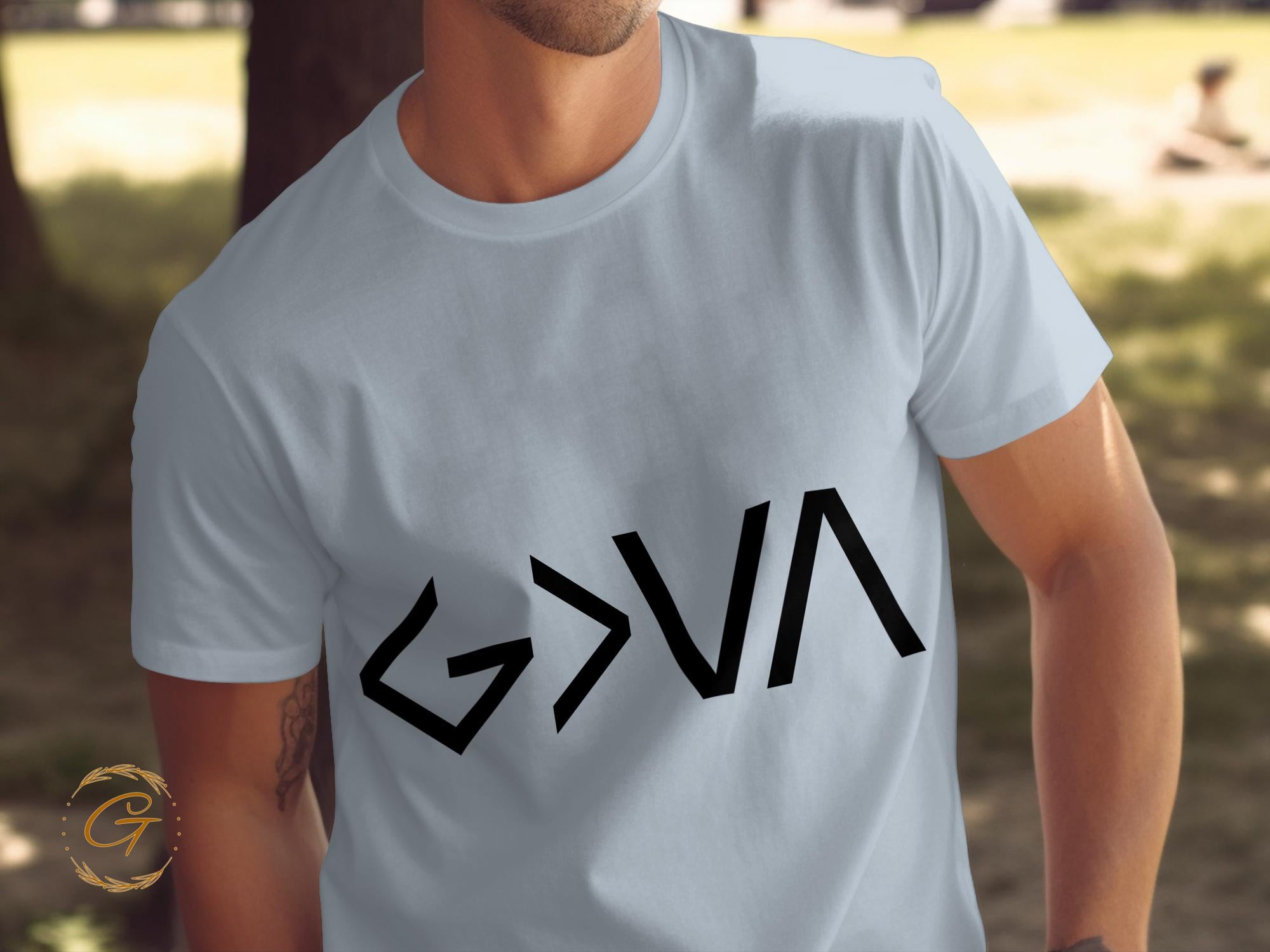 Symbolic Graphic T-Shirt, God Greater than High and Low Tee