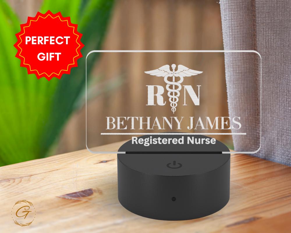 Profession Name Plate Acrylic LED Light, Custom Desk Sign Nurse