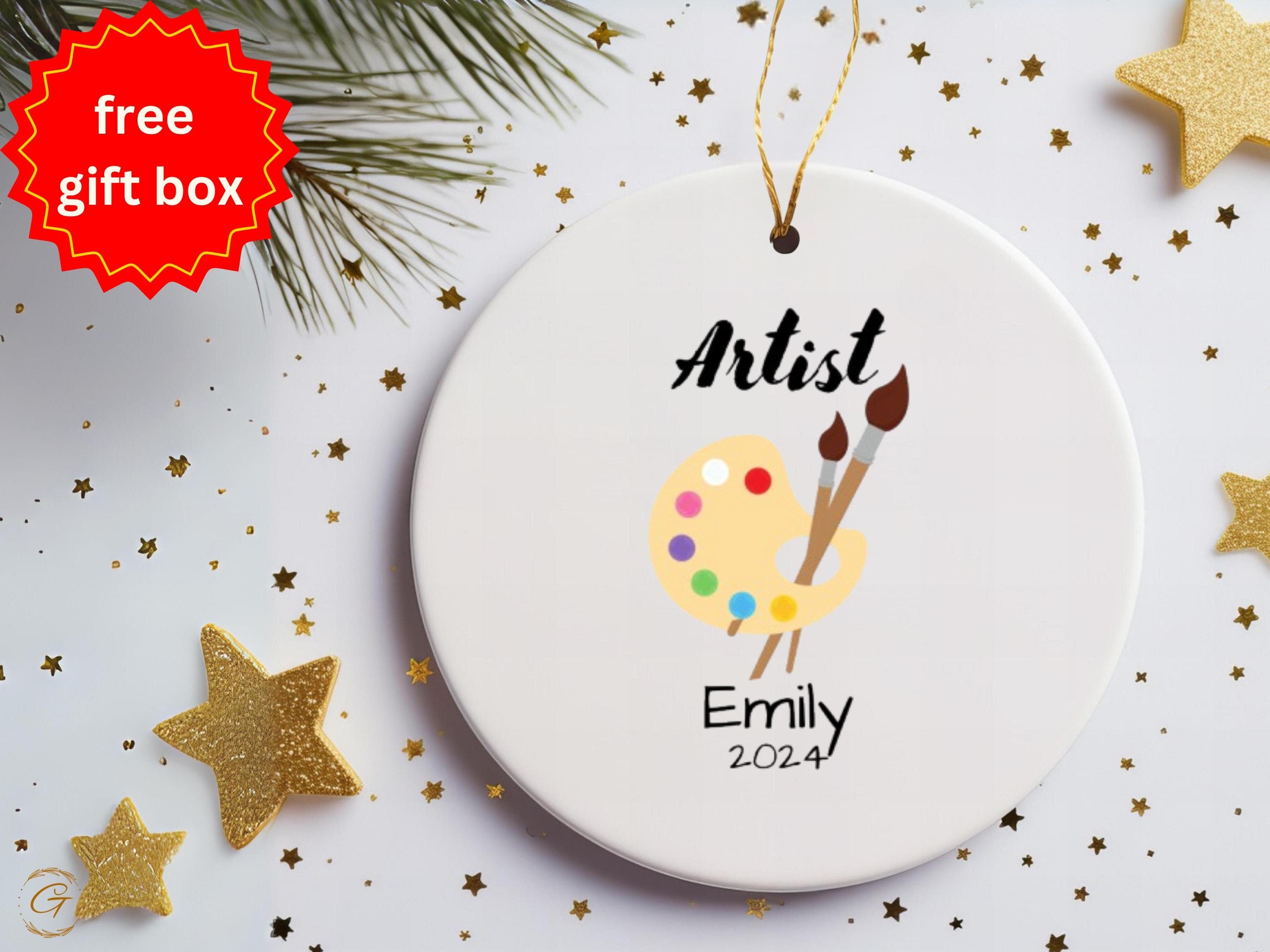 Personalized Artist Ornament 2024, Custom Name Art Palette Christmas Ornament, Unique Gift for Art Students & Teacher, Ideal Gift for Artist