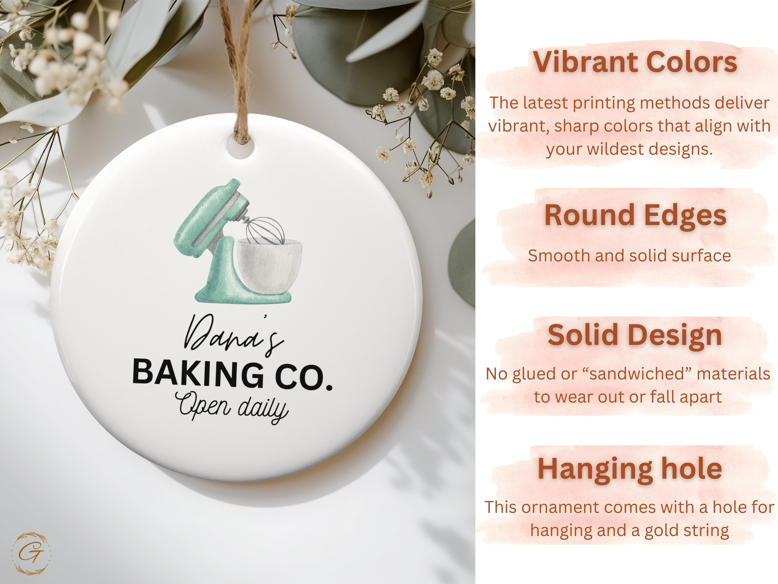 Personalized Baker Ornament, Baking Decors, Bakery Themed Christmas Ornament, Kitchen Xmas Decor, Chef Gift, Pastry Shop Holiday Tree Accent