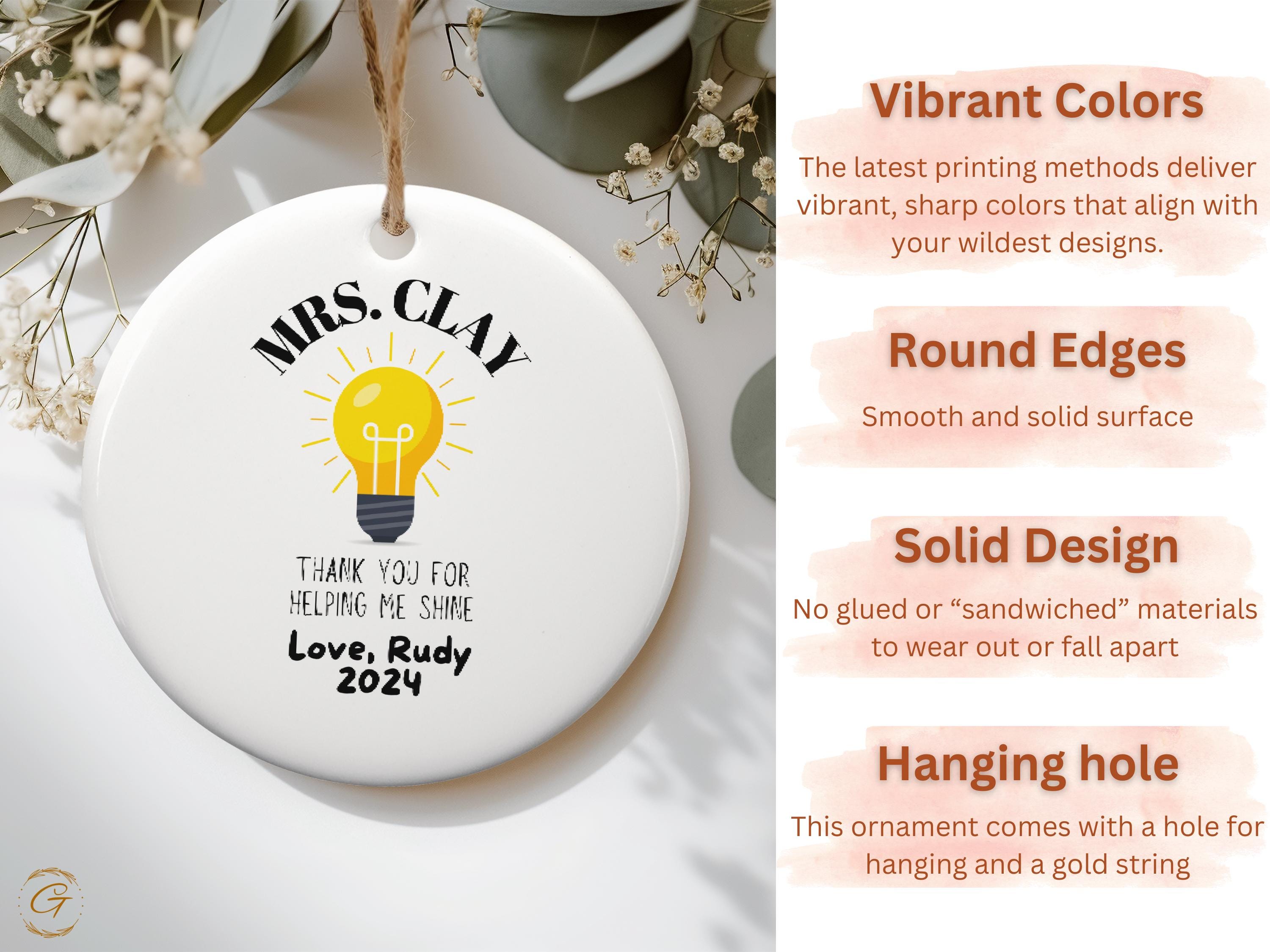 Personalised Teacher Appreciation Ornament, Teacher Appreciation Gift, 2024 Gift, Custom Teacher Thank You Gift, Christmas Ornament Keepsake