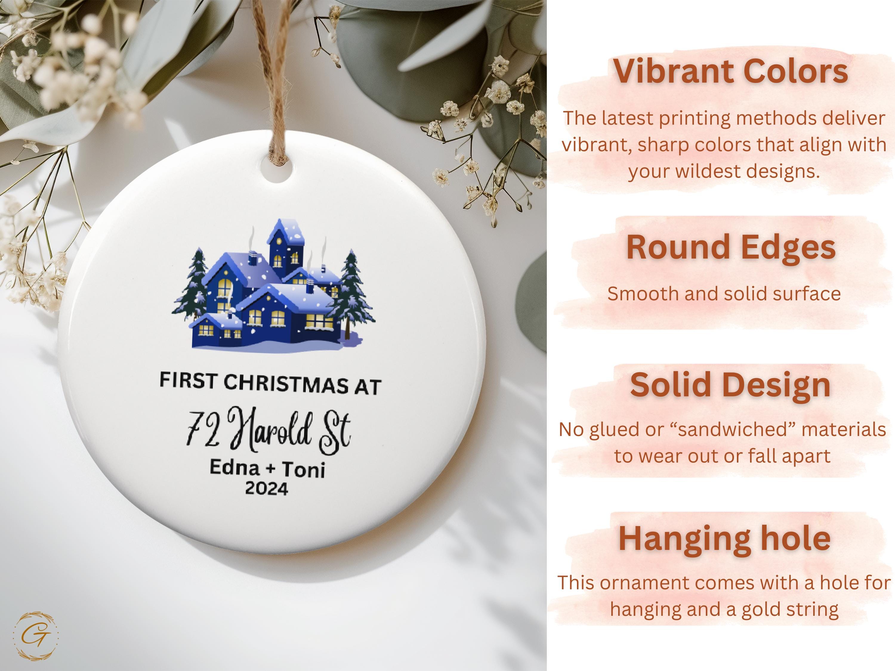 Custom Christmas Family Ornaments, Personalized Holiday New Home Gifts