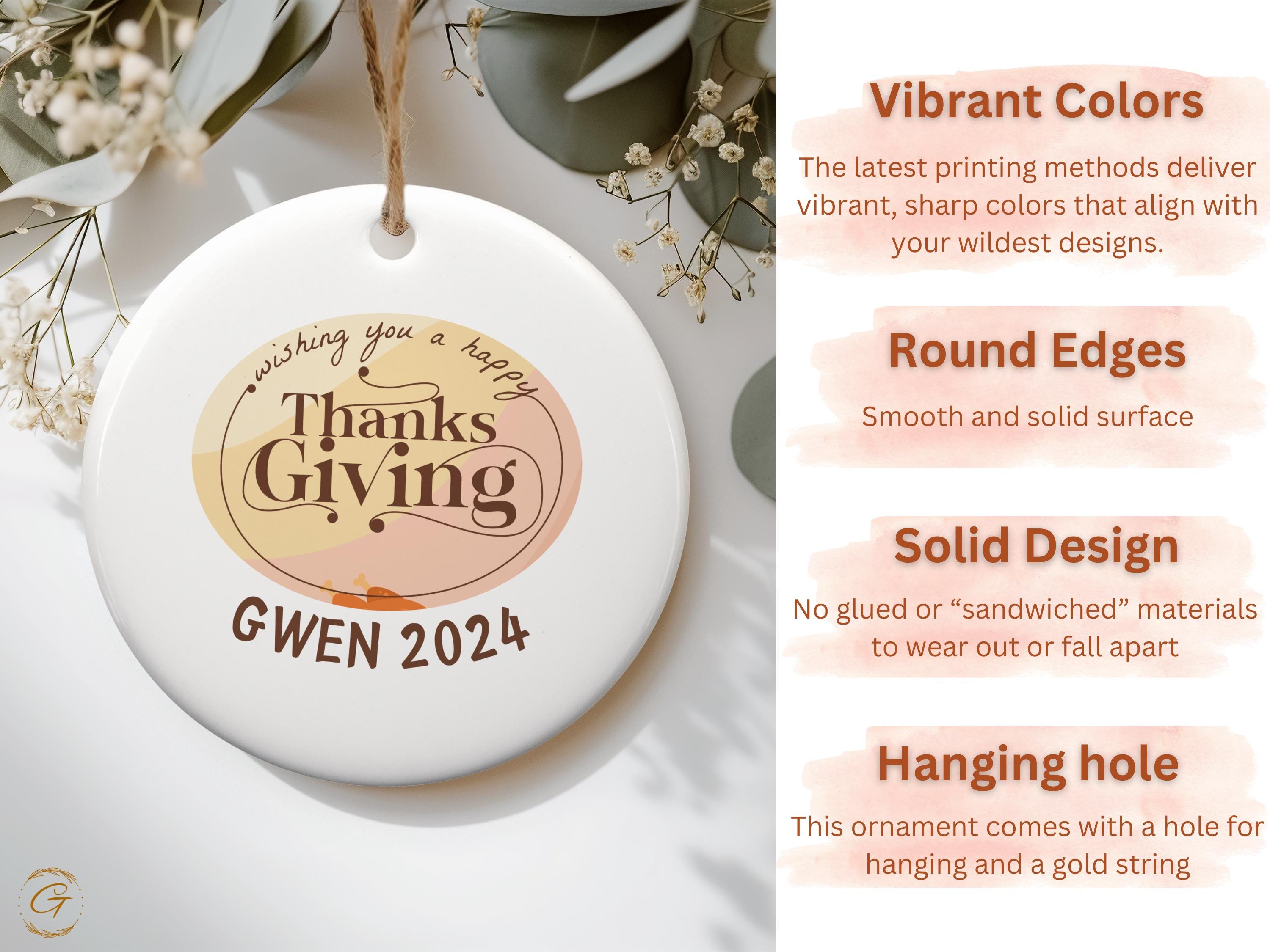 Personalized Happy Thanksgiving Ornament, Personalized Thanksgiving 2024 Decoration, Custom Thanksgiving Keepsakes, Autumn Holiday Ornaments