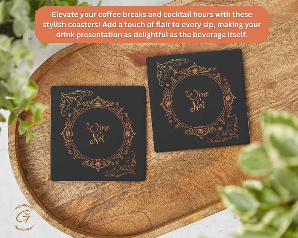 Soapstone Coaster with Wine Not Design, Fun Drink Coaster with Cork Backing Perfect for Wine Lovers, Stylish Holiday Gift Home and Bar Decor
