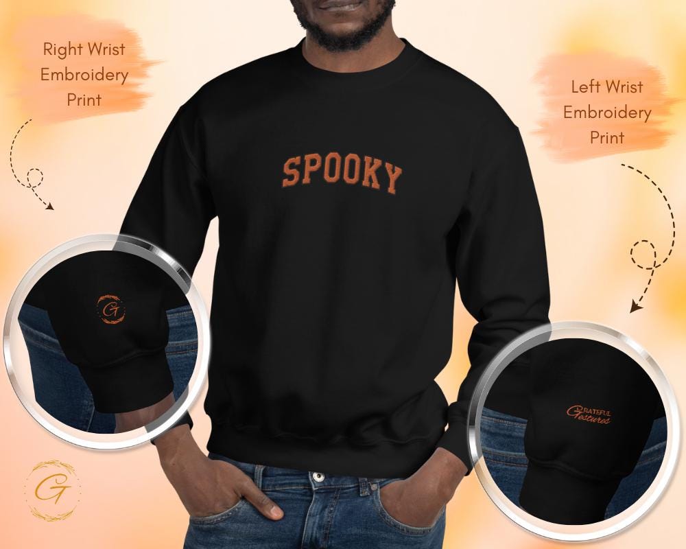 Spooky Sweatshirt Pullover Crewneck, Long Sleeve Top Halloween Casual Sweater, Warm Up Top, Fall Outfit Cozy Apparel Ghost Season Sweatshirt