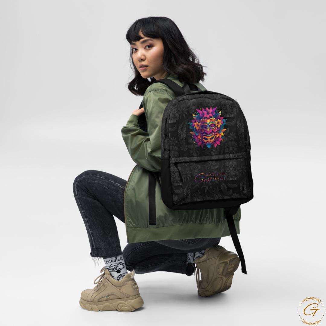 Unique Tiki Mask Backpack - Stylish and Durable Travel Bag
