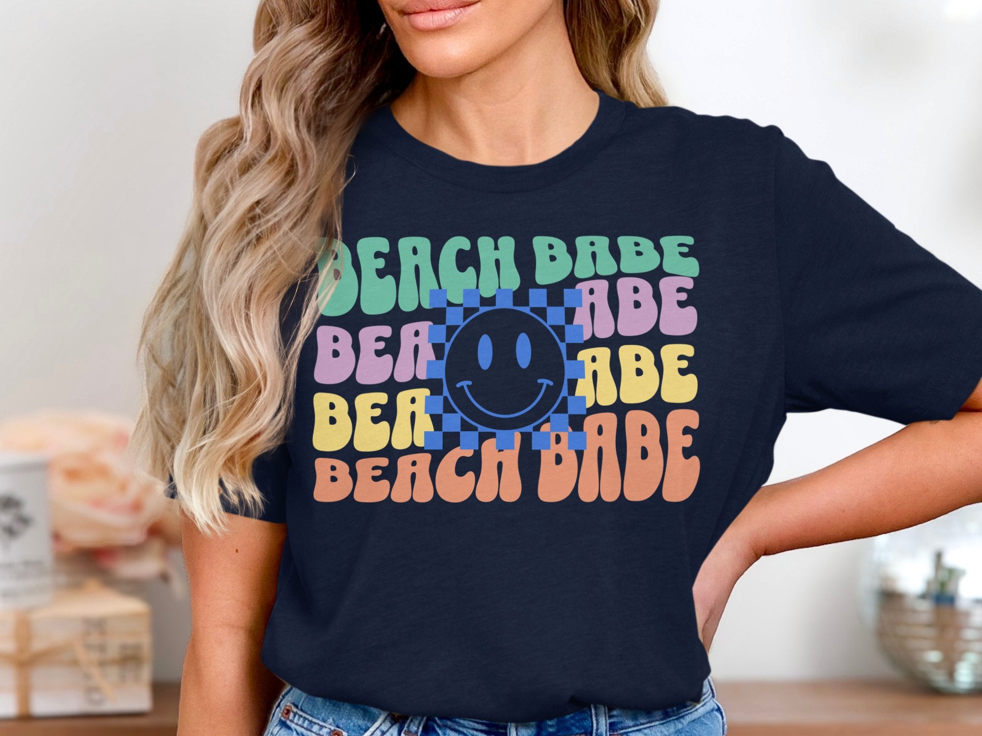 Vibrant Beach Babe Smiley Graphic T-Shirt product type
