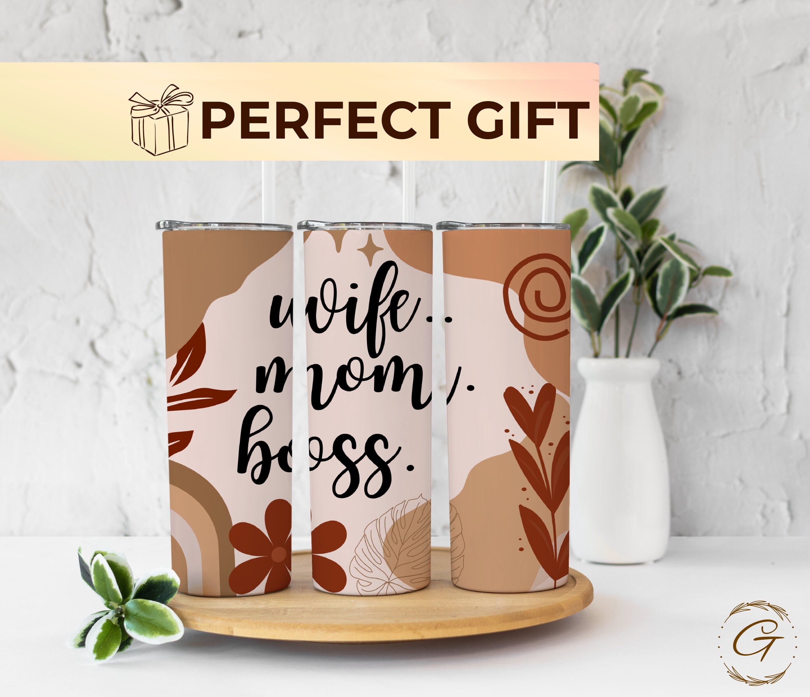 Wife Mom Boss Skinny Tumbler