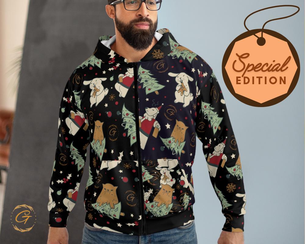 Anti Christmas Unisex Zip Hoodie All-Over Print