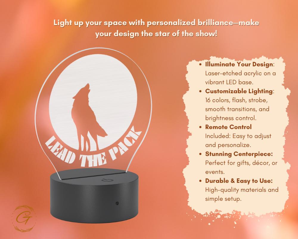 Lead The Pack Circle Acrylic LED Sign, Inspirational Wall Light