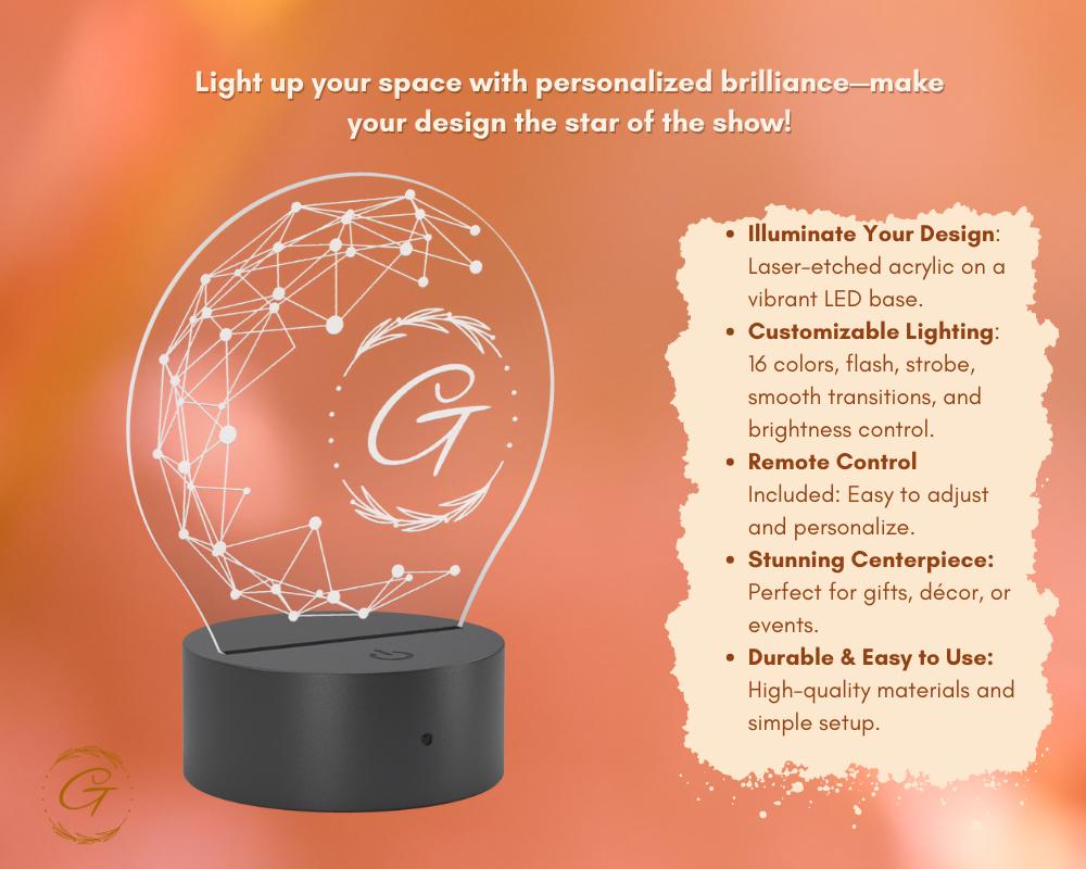 Polygon G Circle Acrylic LED Sign, Modern Wall Light