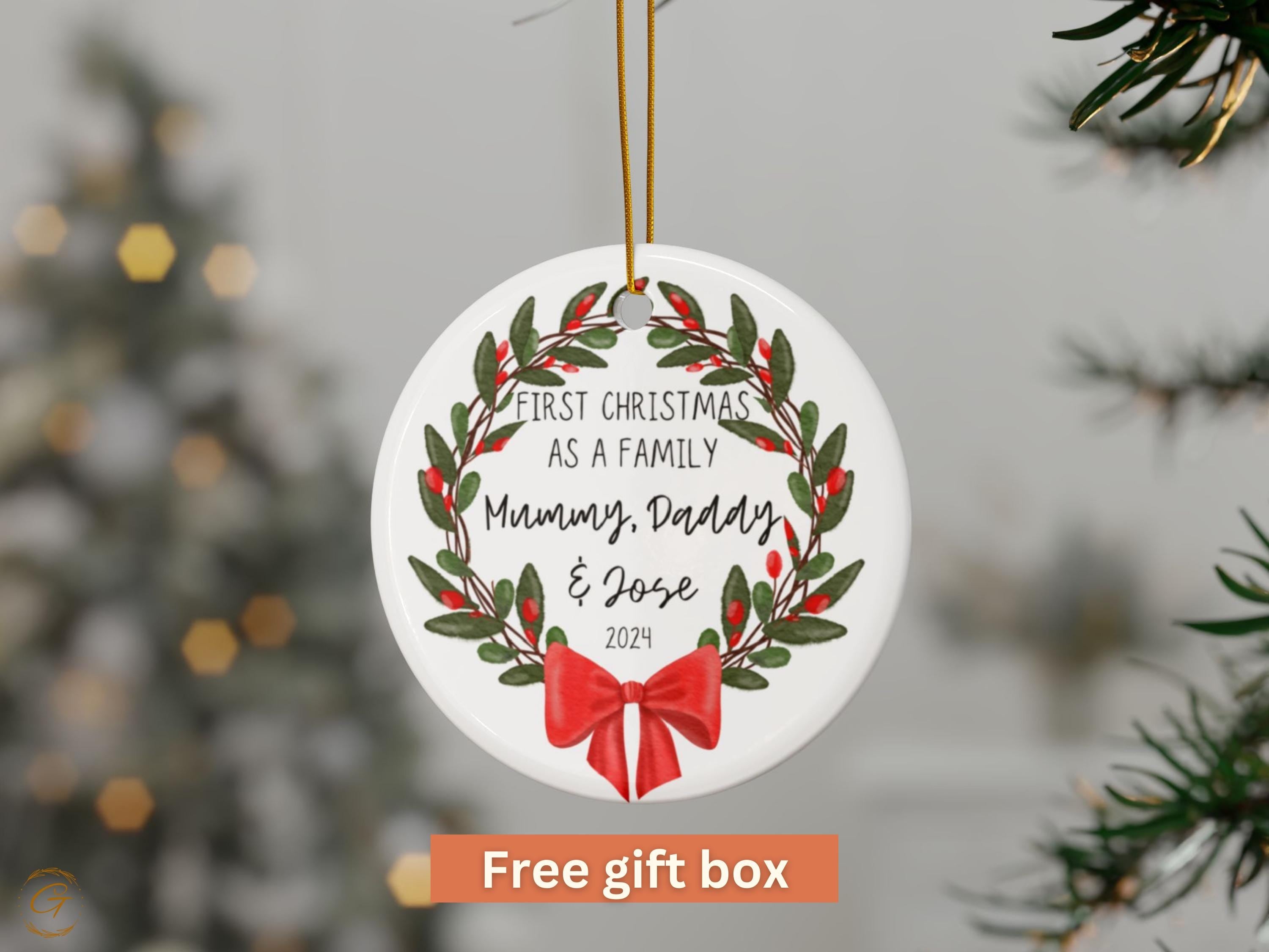 Custom First Christmas Family Ornament Wreath 2024