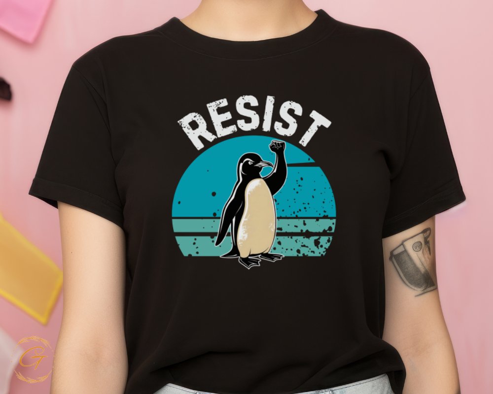 Resist Penguin Design Graphic T-Shirt product type
